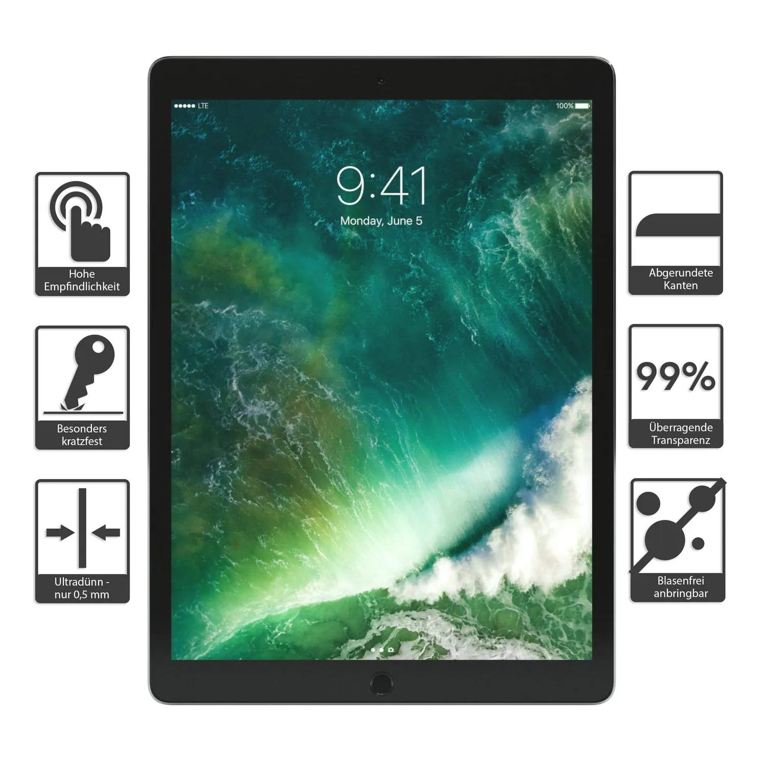 EAZY CASE iPad Pro 12,9 2017 Schutzfolie transparent 9H
