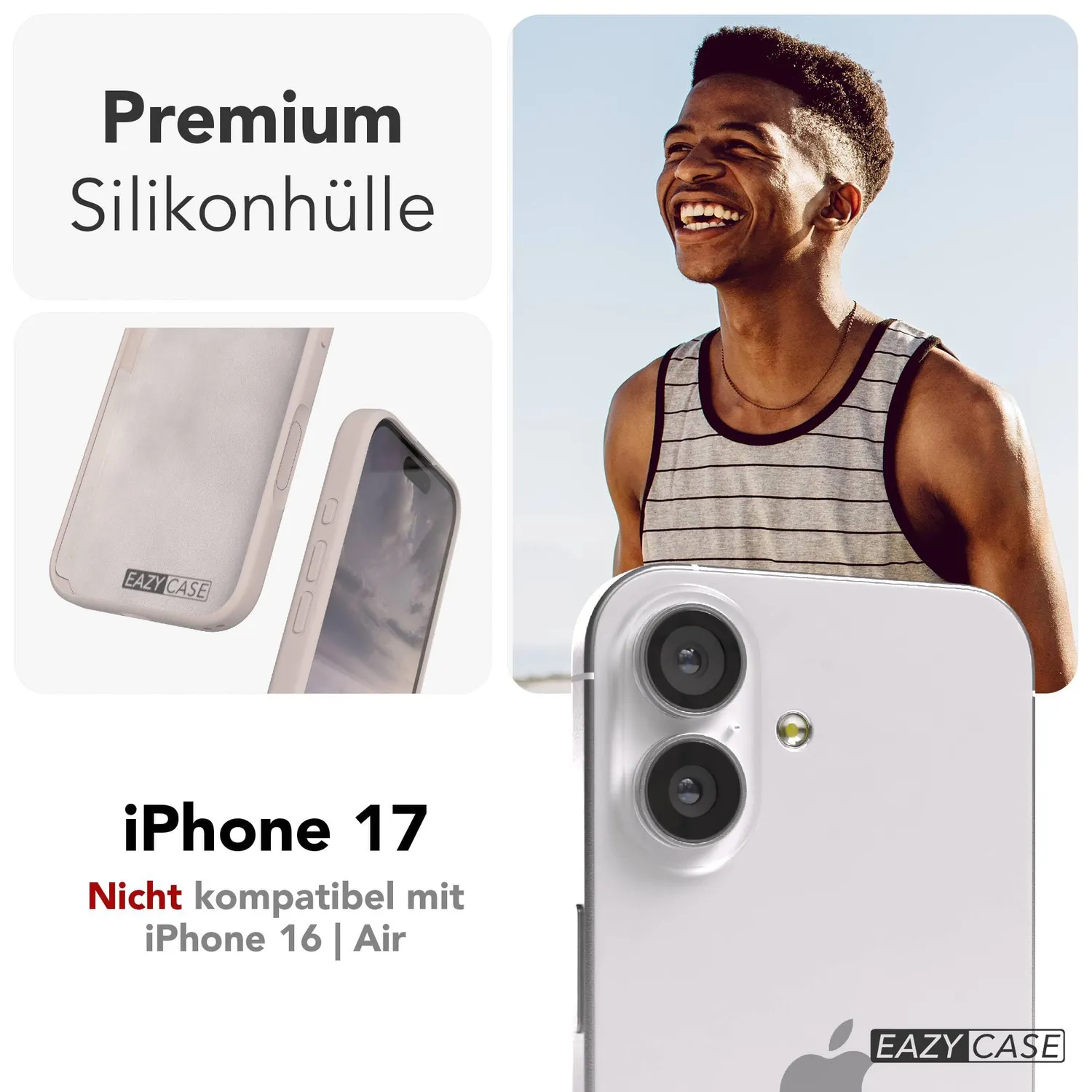 EAZY CASE iPhone 17 Silikonhülle Nude Rosa MagSafe mit Kameraschutz