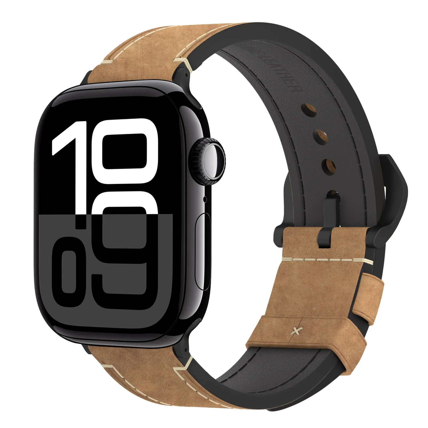 arktis Palermo Grande Apple Watch Armband Wüstenbraun Leder