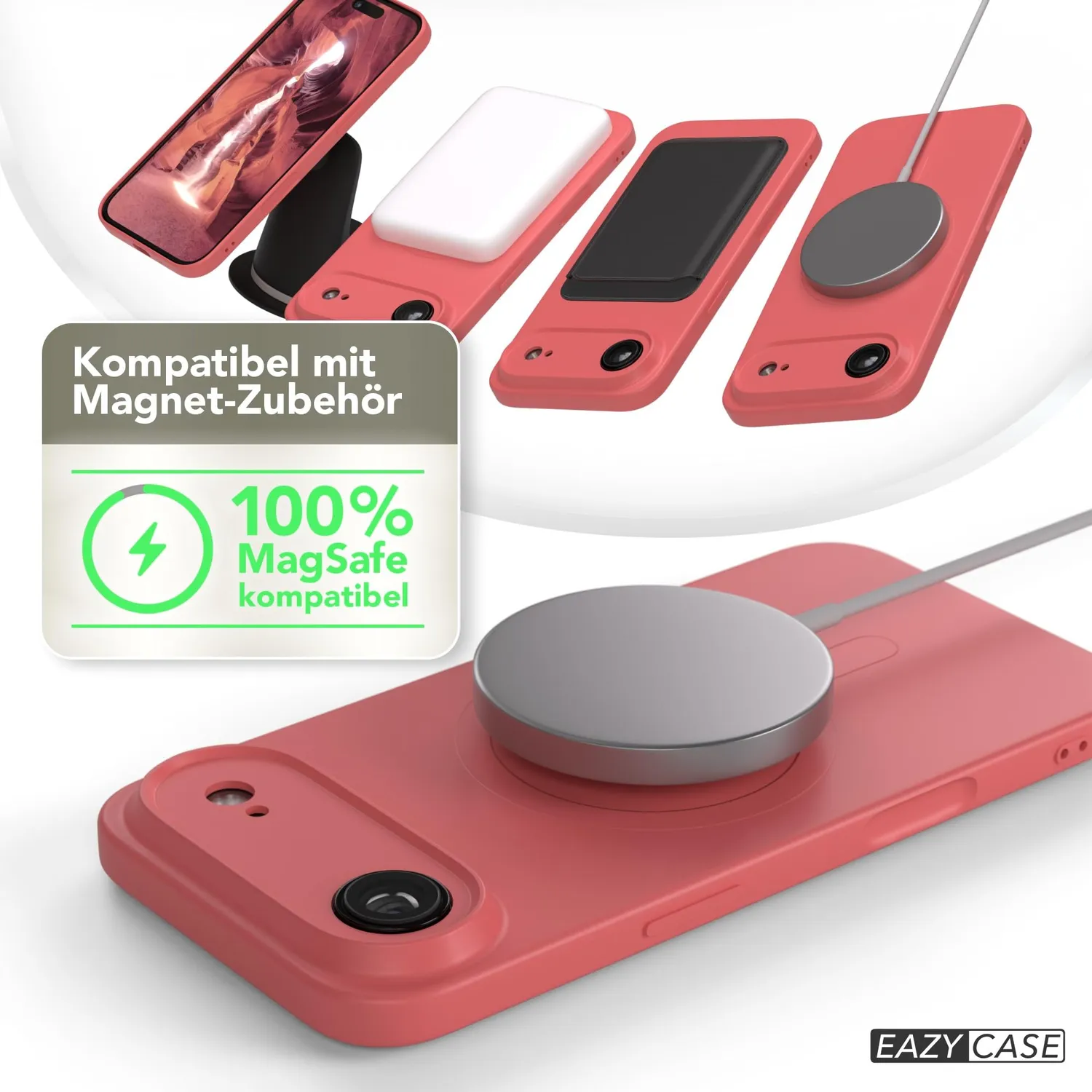 EAZY CASE iPhone Air Silikonhülle Magnet Pastell Rot