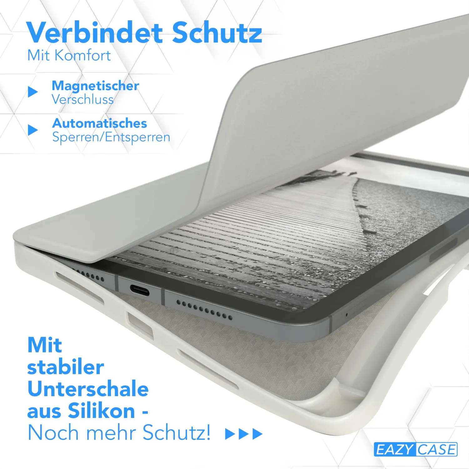 EAZY CASE iPad Mini 7 (2024) Smartcase Grau mit Stifthalter