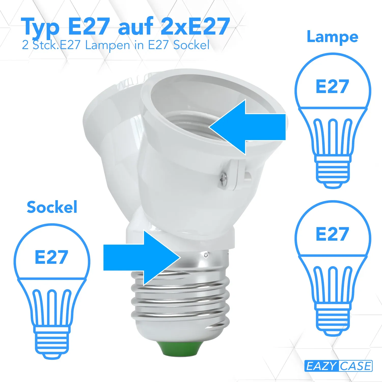 EAZY CASE E27 Y-Splitter Lampenadapter 4er Weiß