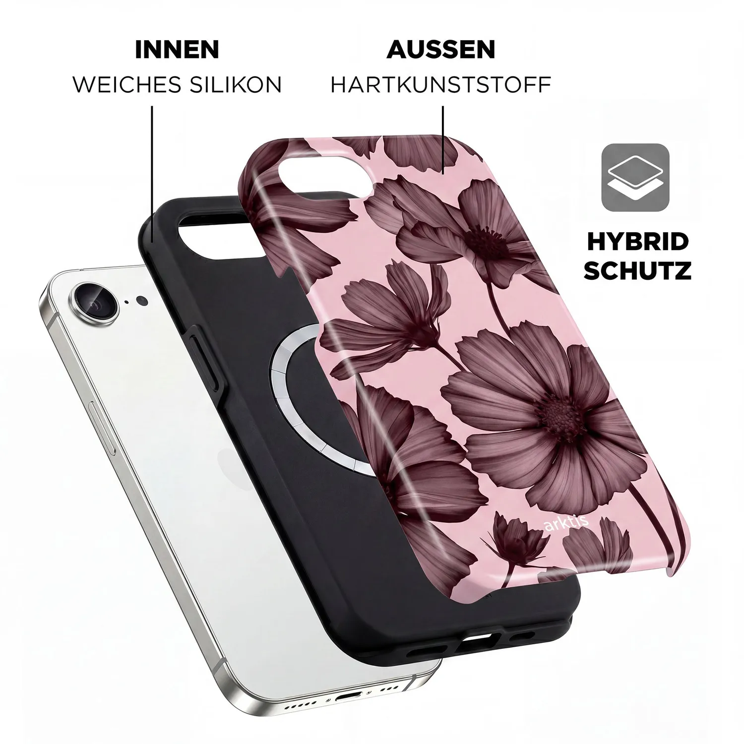 arktis Bloom iPhone 17e Hülle mit MagSafe und Print