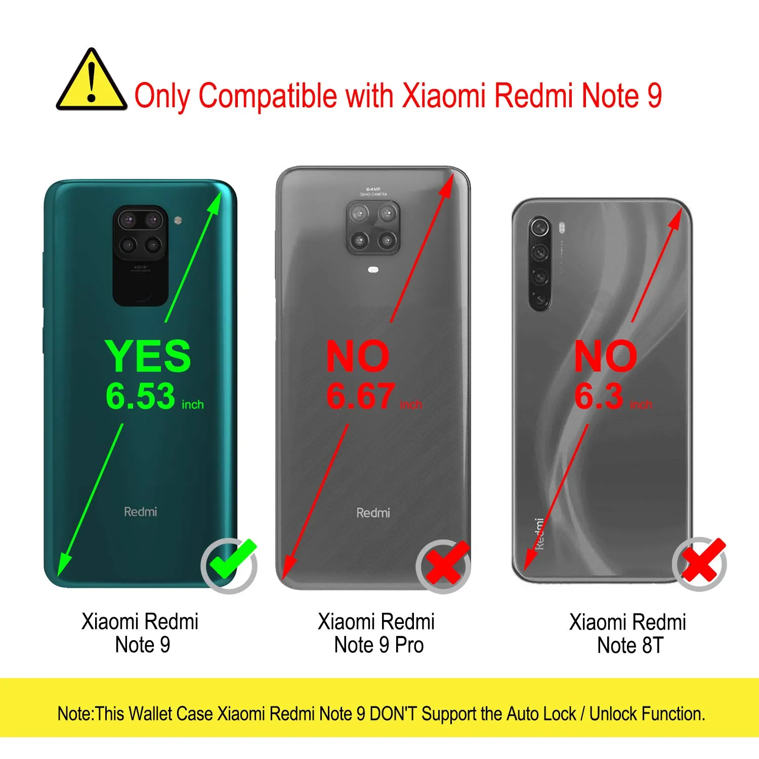 YATWIN Xiaomi Redmi Note 9 Klapphülle Leder Blau RFID