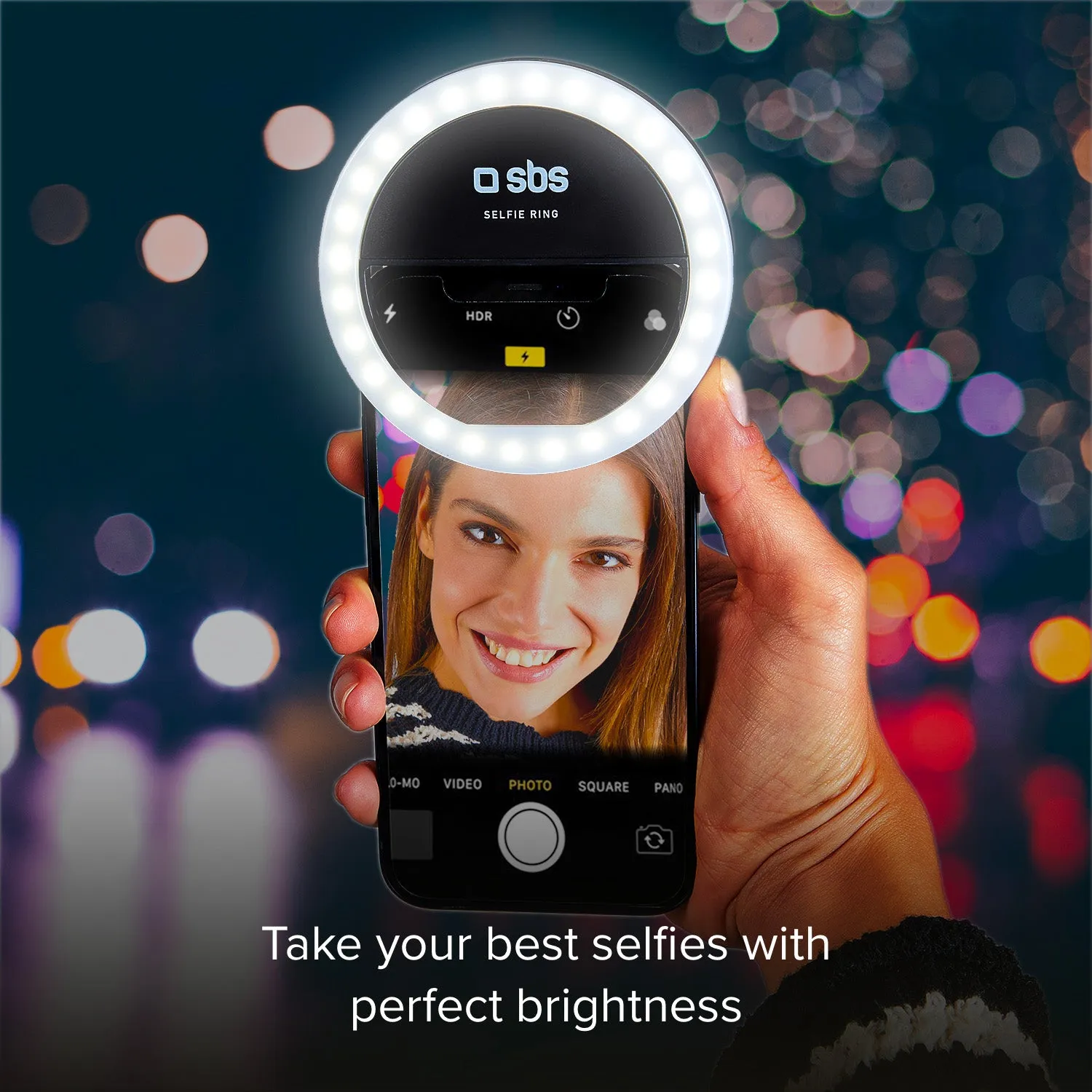 SBS Selfie Ringlicht mit Clip universell LED 3 Farben