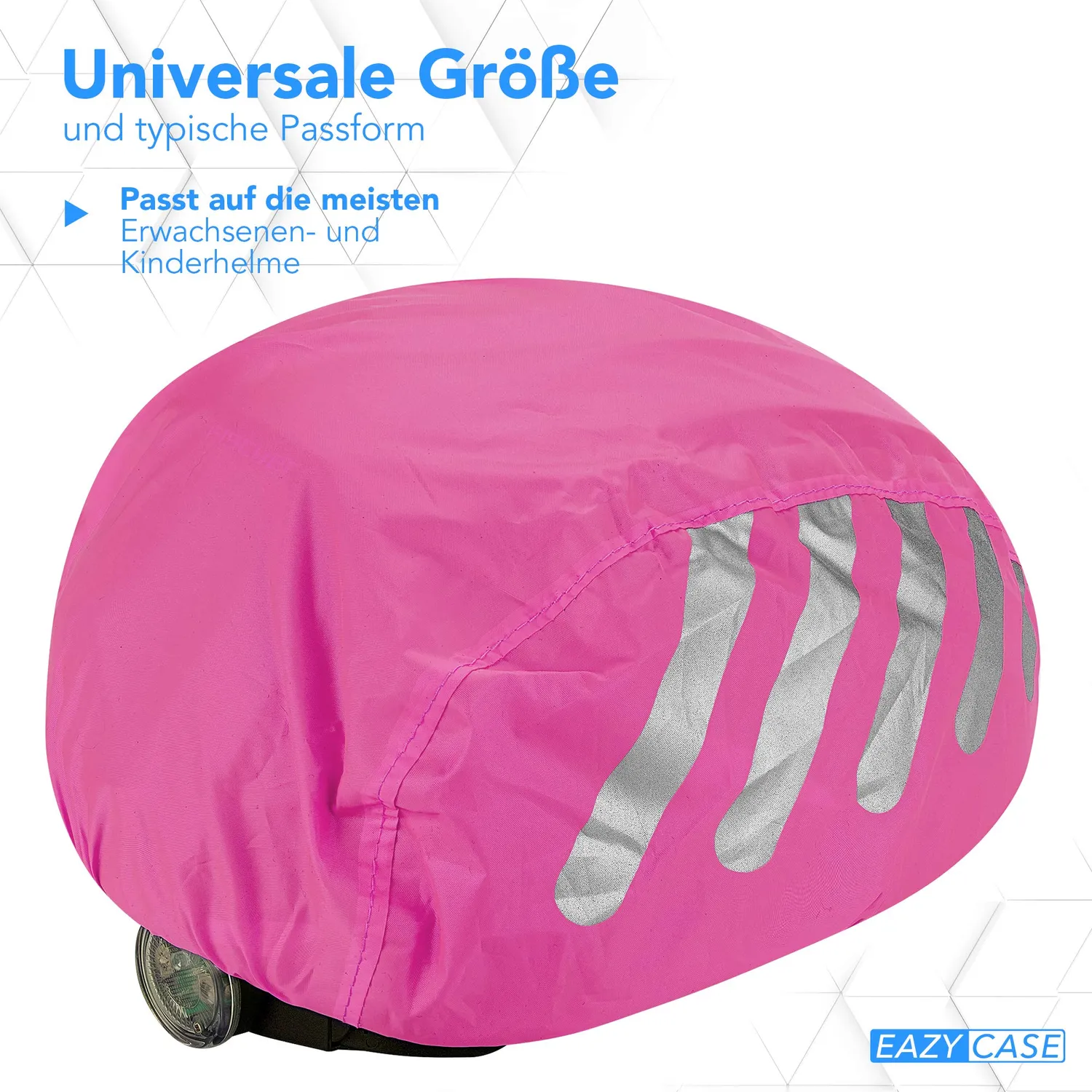 EAZY CASE Helmüberzug Fahrradhelm Regenschutz Pink Reflektor