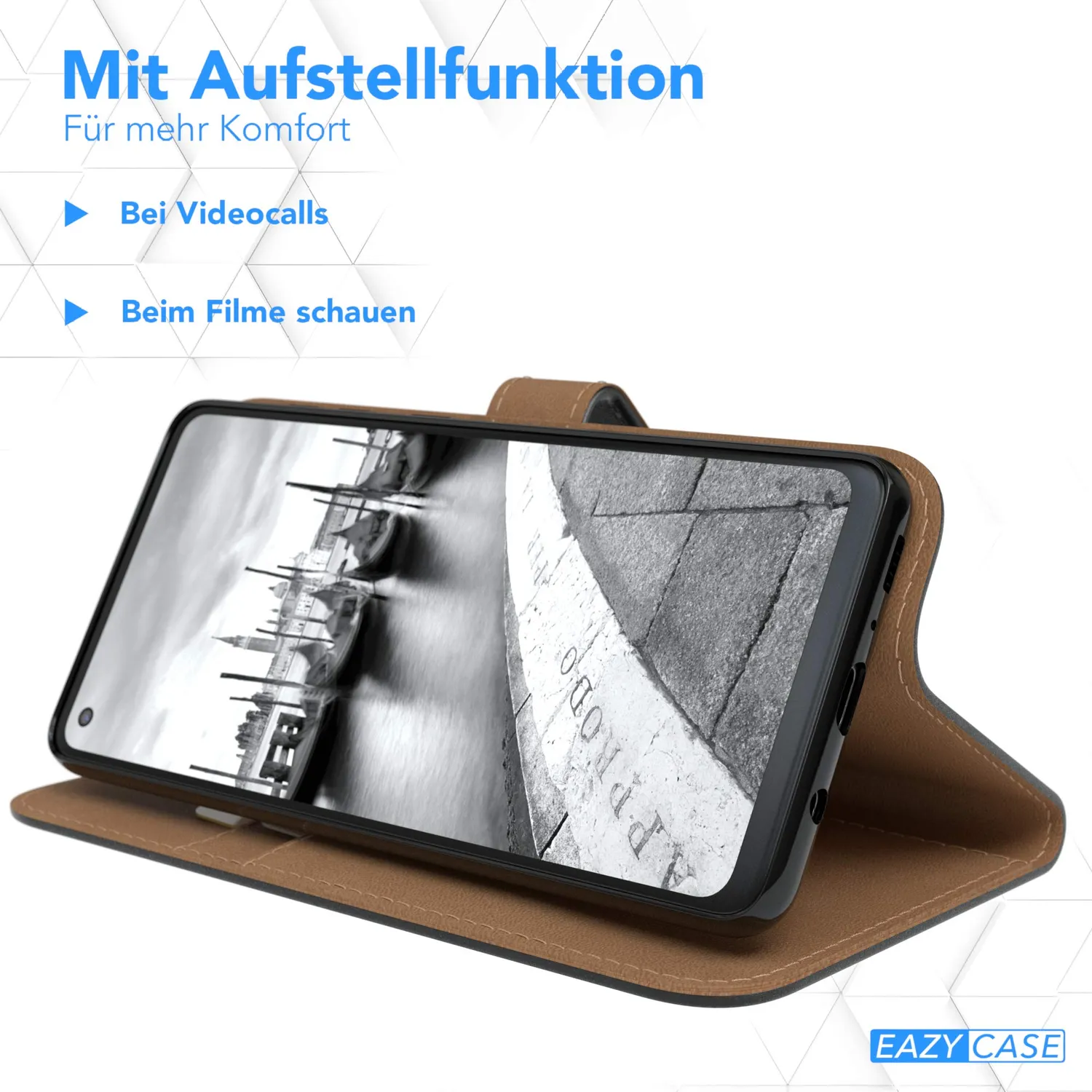 EAZY CASE Galaxy A21s Klapphülle Schwarz Bookstyle mit Kartenfach