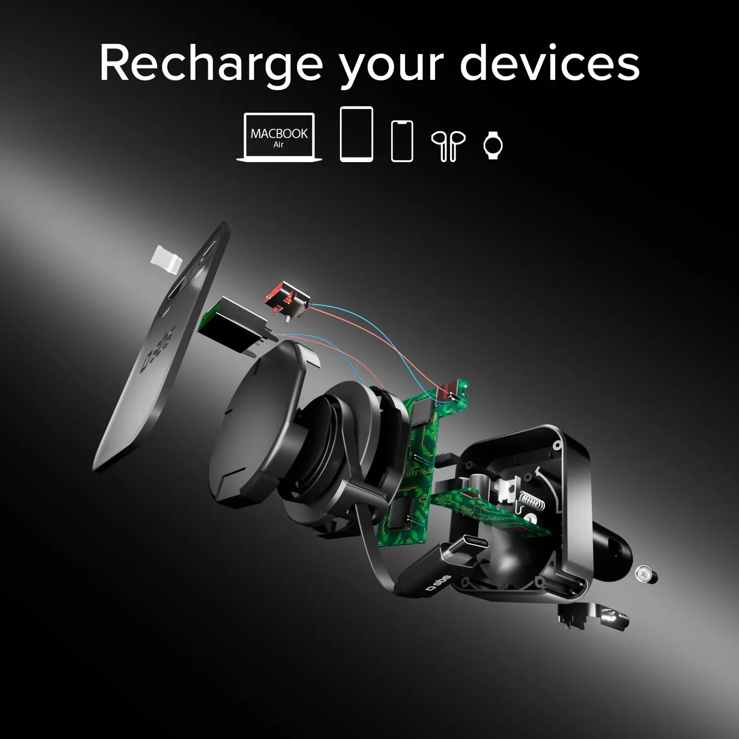 SBS Auto Ladegerät 3in1 Retraktibel USB-C 35W PD Kabel