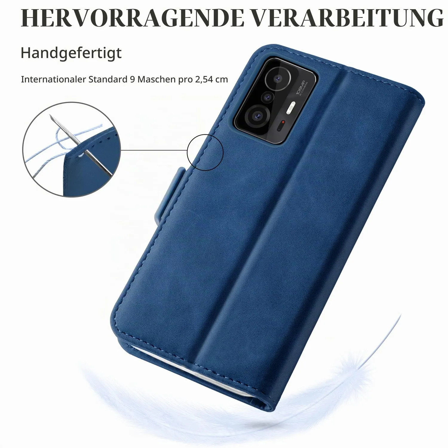 YATWIN Xiaomi 11T 11T Pro Klapphülle Blau RFID Leder