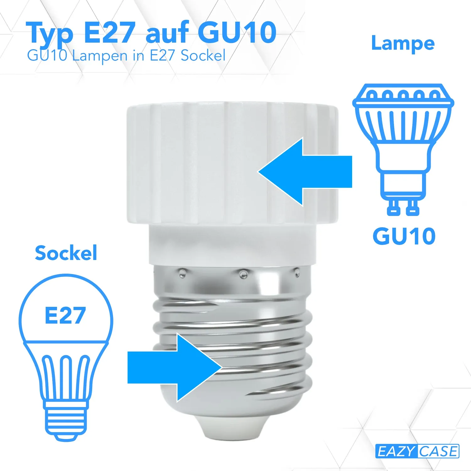EAZY CASE E27 auf GU10 Adapter 4x Weiß 30W