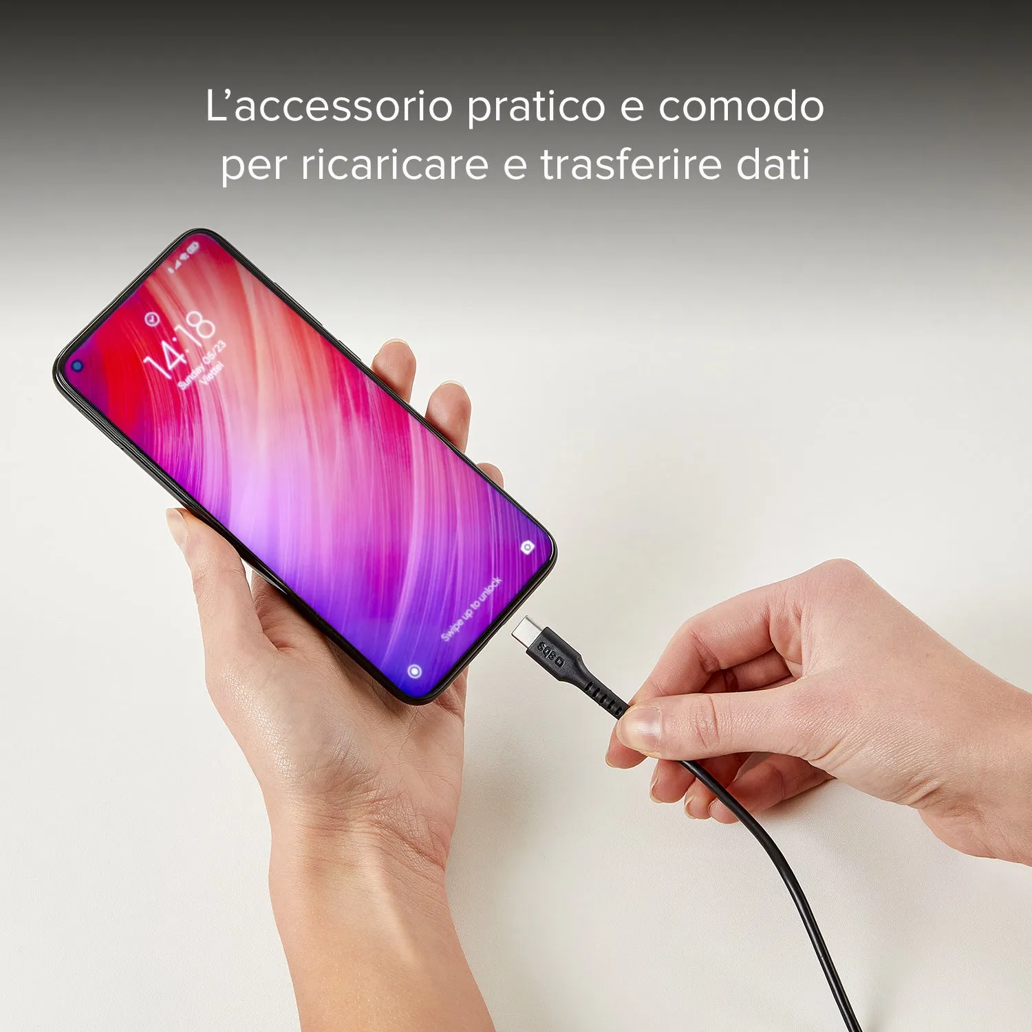 SBS USB-C Kabel 1,5 m Schwarz Silikon Schnellladung