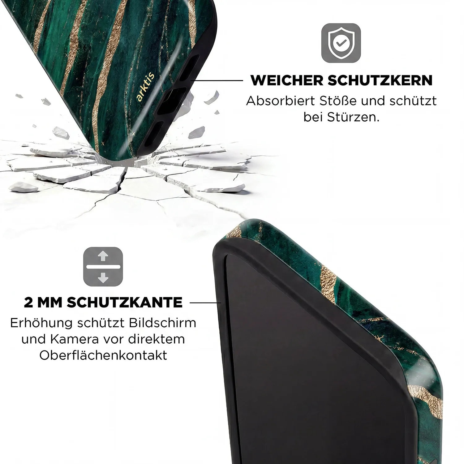 arktis Green Marble iPhone 16 Hülle MagSafe