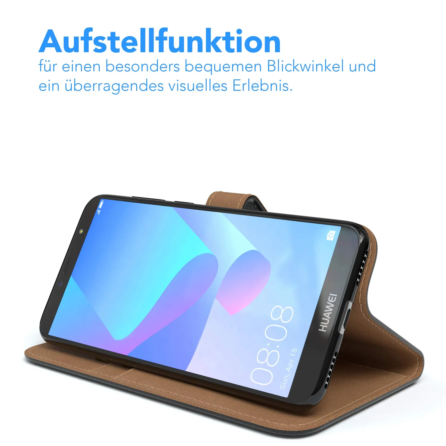 EAZY CASE Book Huawei Y6 2018 Klapphülle Schwarz Kartenfach