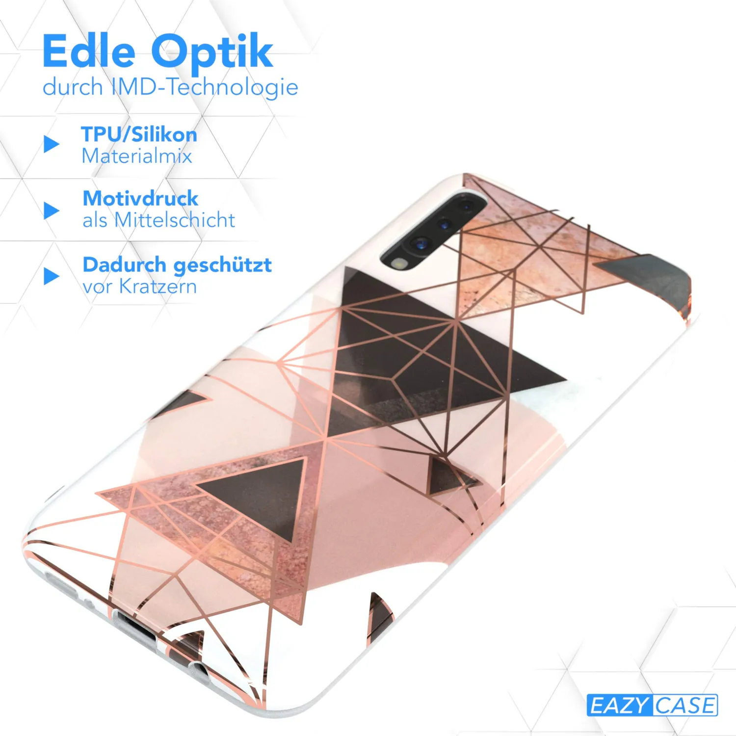 EAZY CASE Galaxy A50 Silikonhülle Geometrie Rosa Braun Kameraschutz
