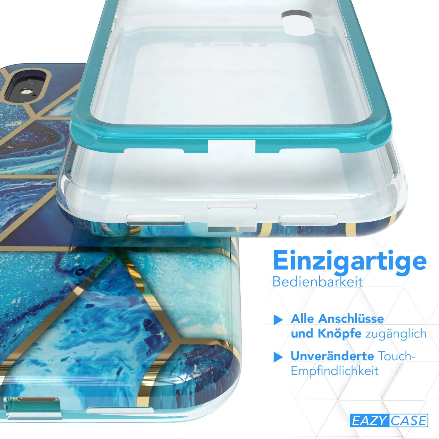 EAZY CASE 360 Grad iPhone XS Max Handyhülle Blau Full Cover