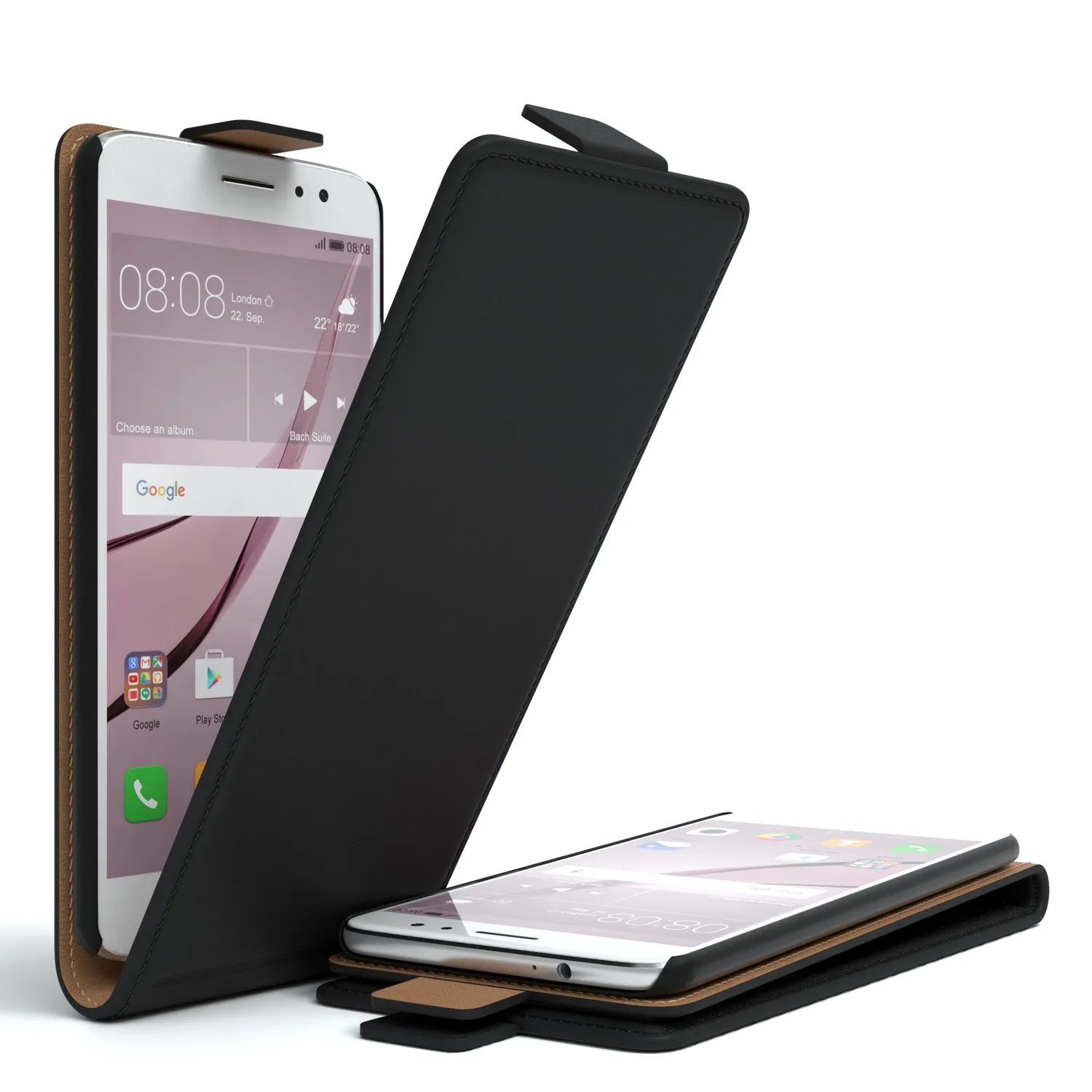 EAZY CASE Huawei Nova Plus Flipcover Schwarz Kunstleder