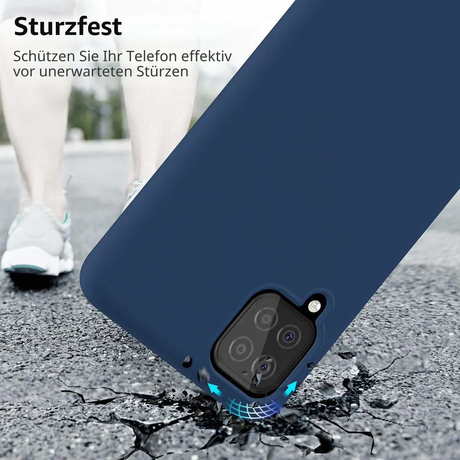 YATWIN Galaxy A12 Hülle Blau Silikon Dünn 1mm Schutz