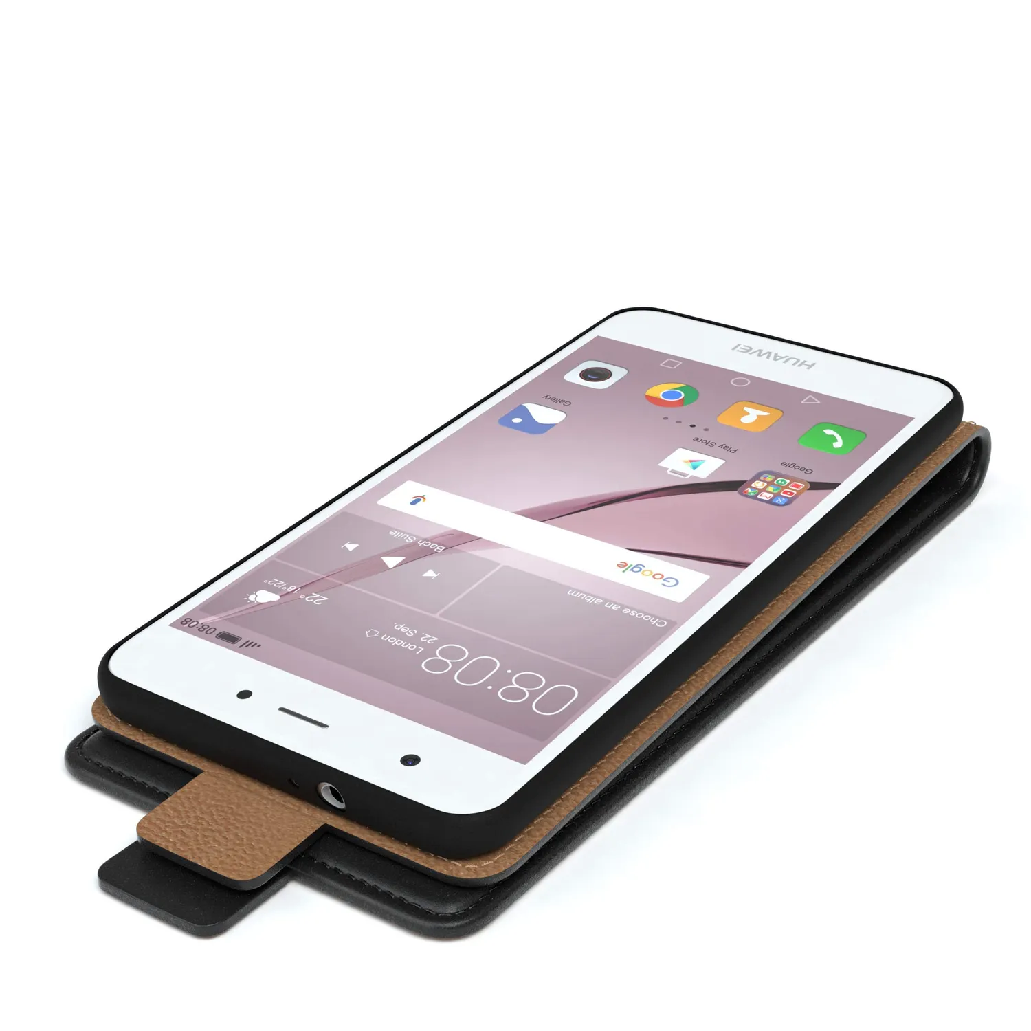 EAZY CASE Huawei Nova Klapphülle Schwarz Flipcase Kunstleder