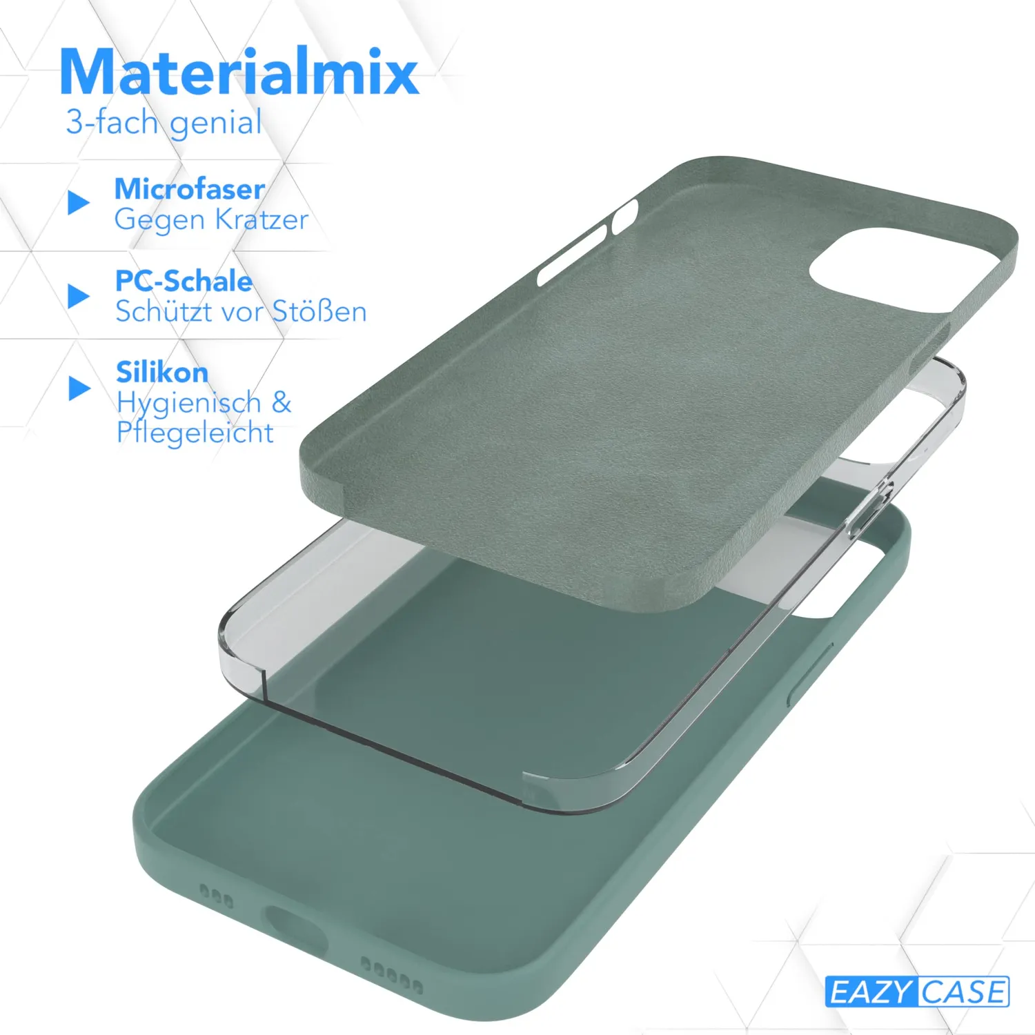 EAZY CASE Premium Silikon iPhone 13 Handyhülle Nacht Grün