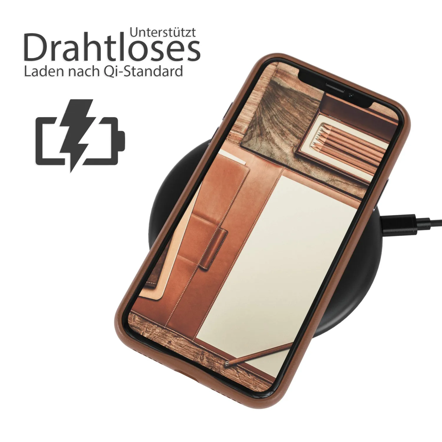 EAZY CASE iPhone XS Max Kunstlederhülle Braun Slim