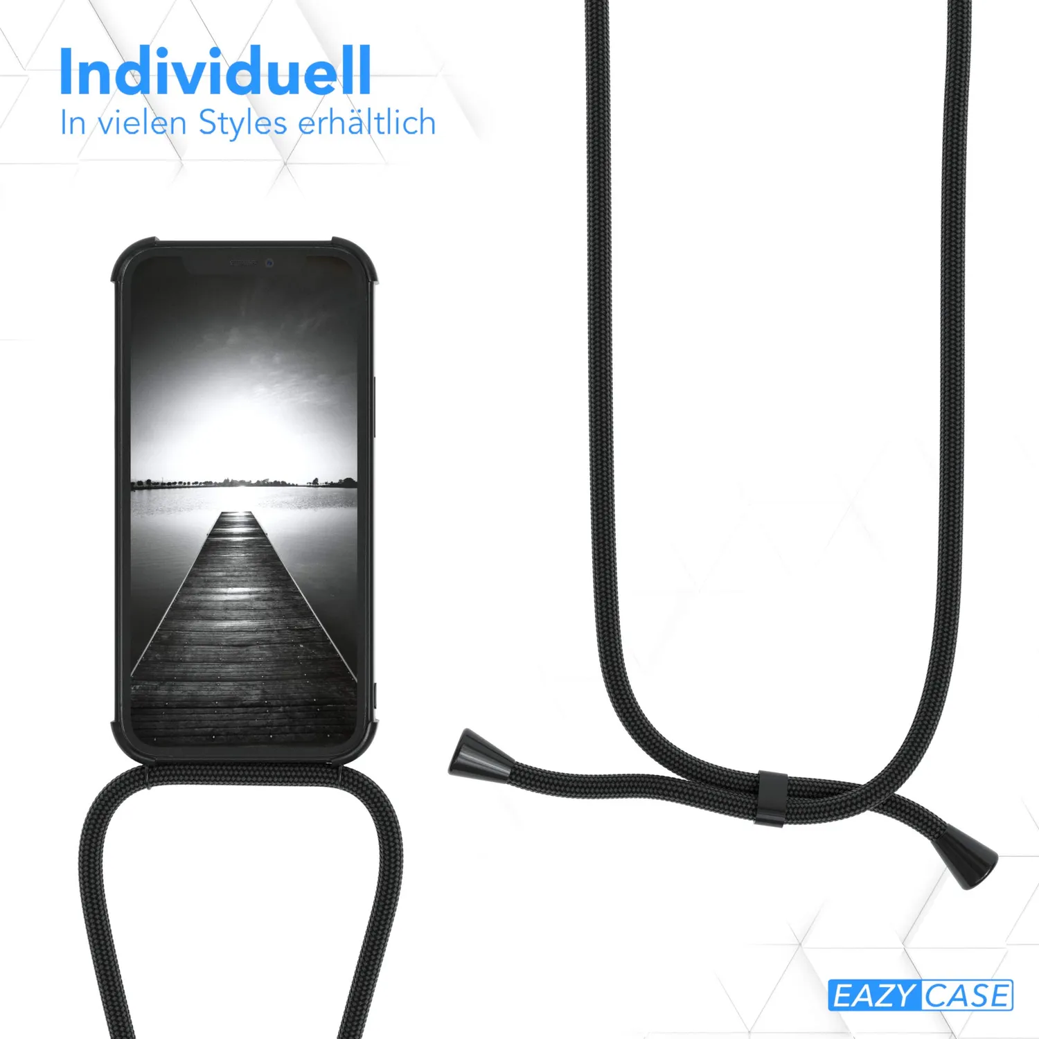 EAZY CASE Classic Handykette Hülle iPhone 12 12 Pro Schwarz Band