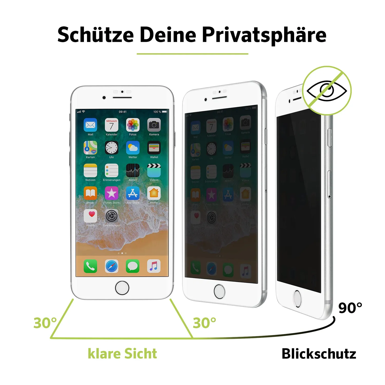Artwizz PrivacyGlass iPhone 6/7/8 Displayschutz weiß