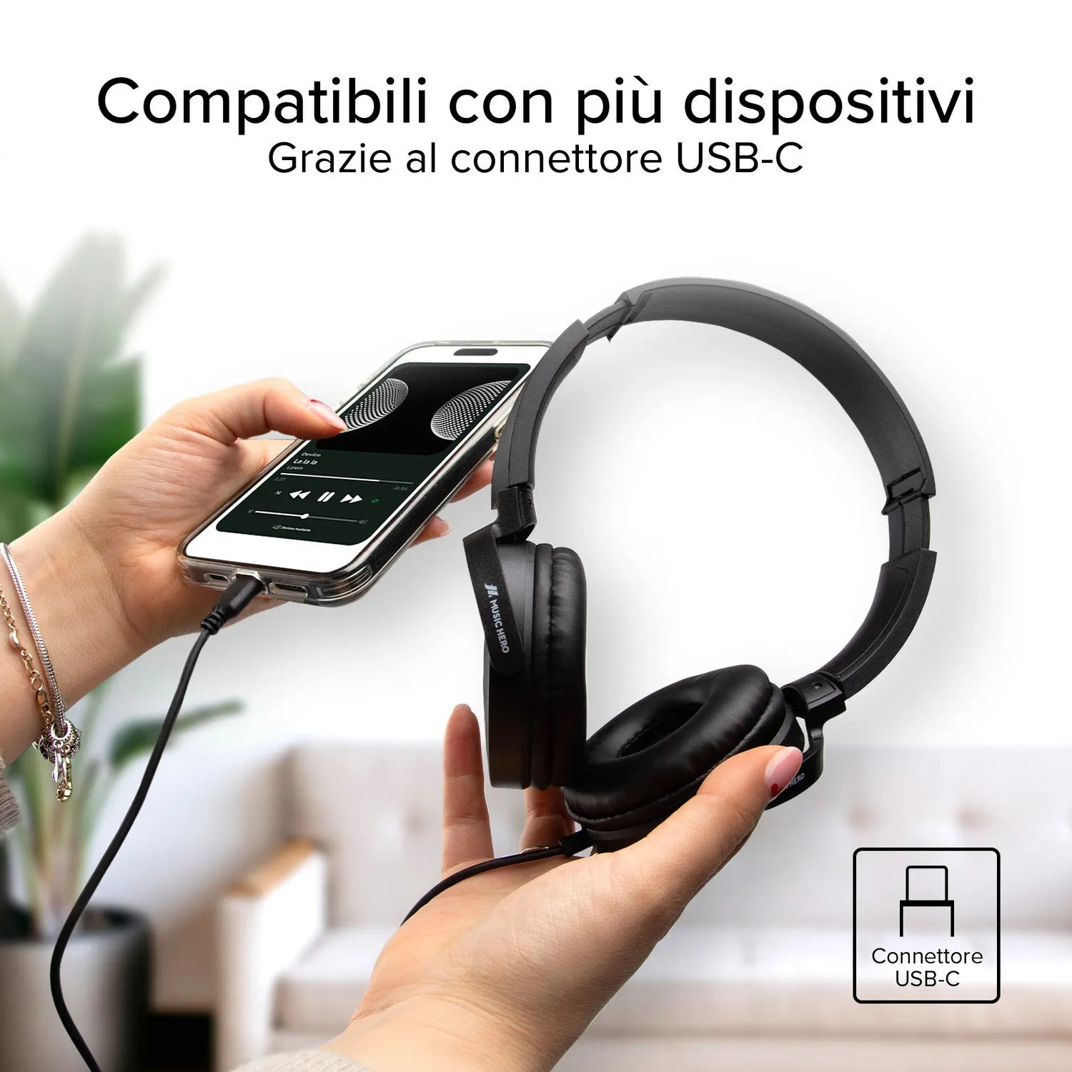 SBS Slight USB-C Kopfhörer kabelgebunden mit Mikrofon