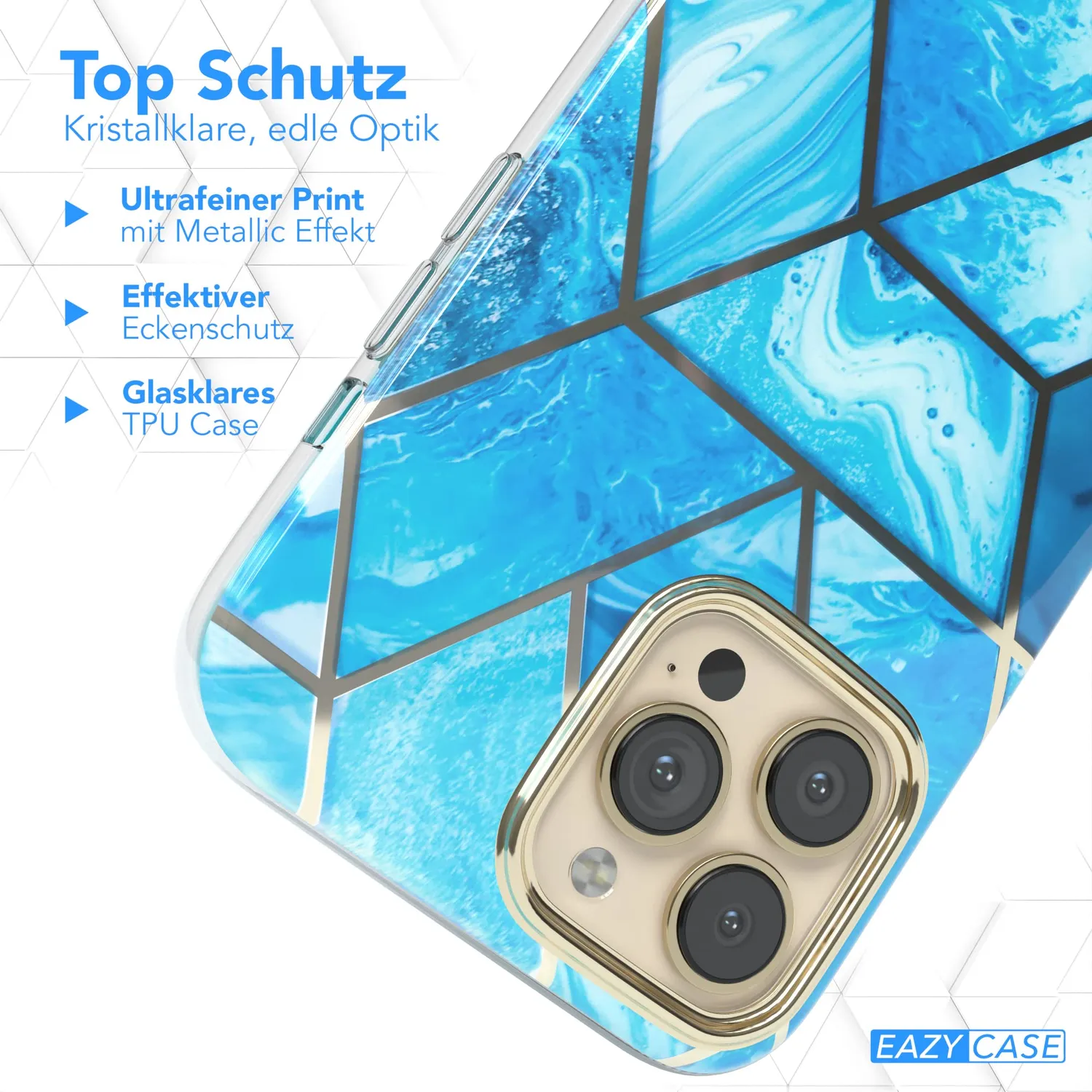 EAZY CASE iPhone 13 Pro Max 360 Hülle blau Full Cover Displayschutz