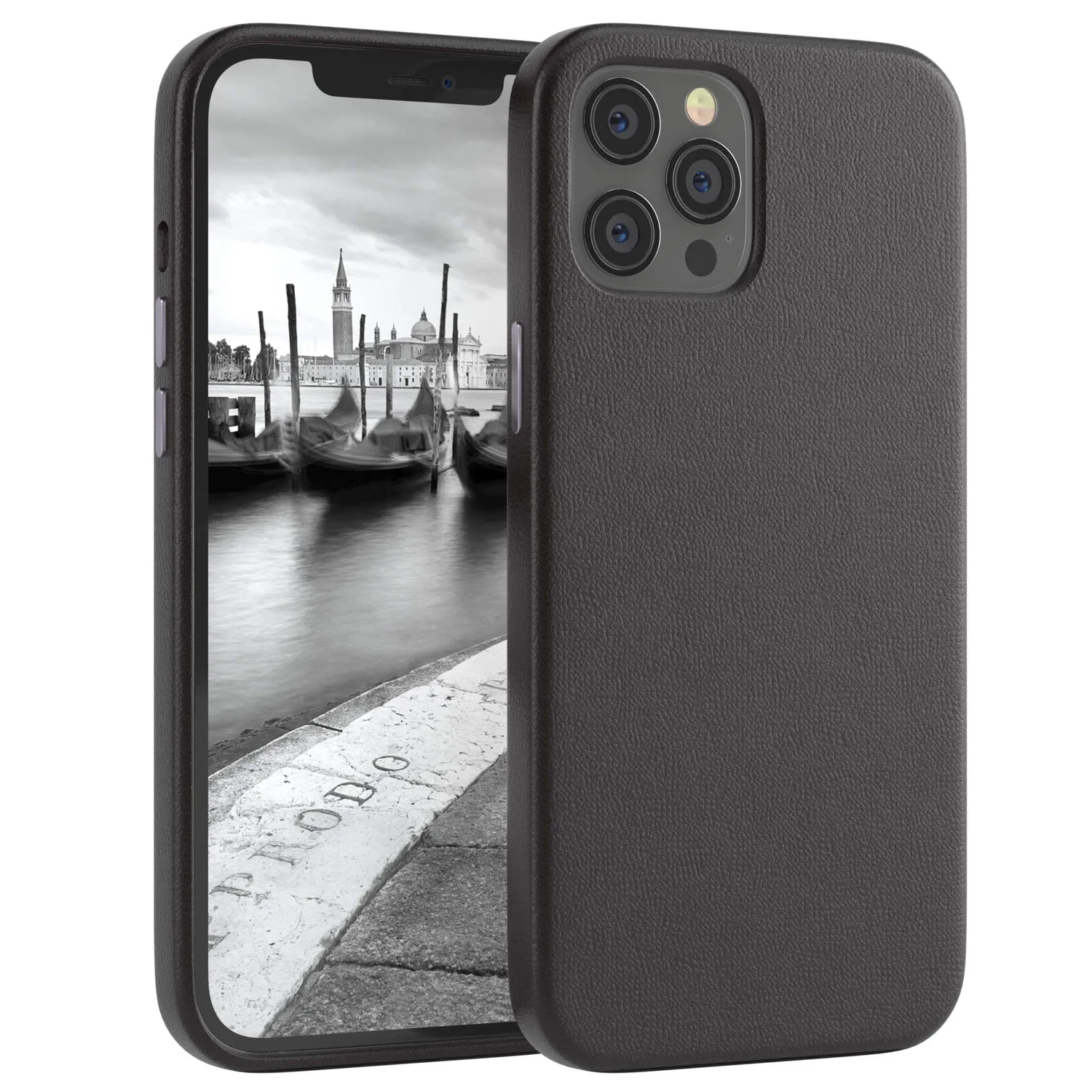 EAZY CASE iPhone 12 Pro Max Handyhülle Braun Kunstleder