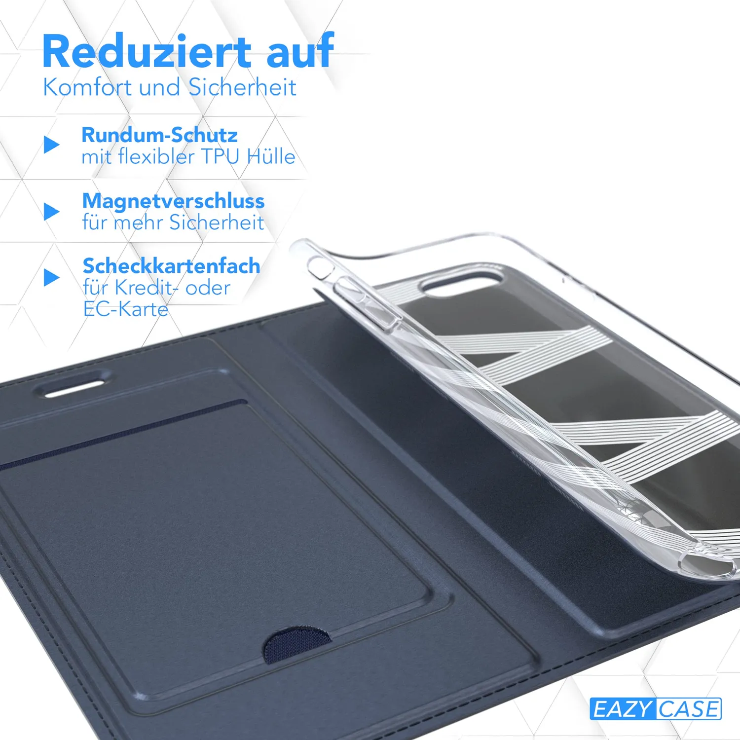 EAZY CASE Wallet Case iPhone SE 2022 Dunkel Blau Magnet