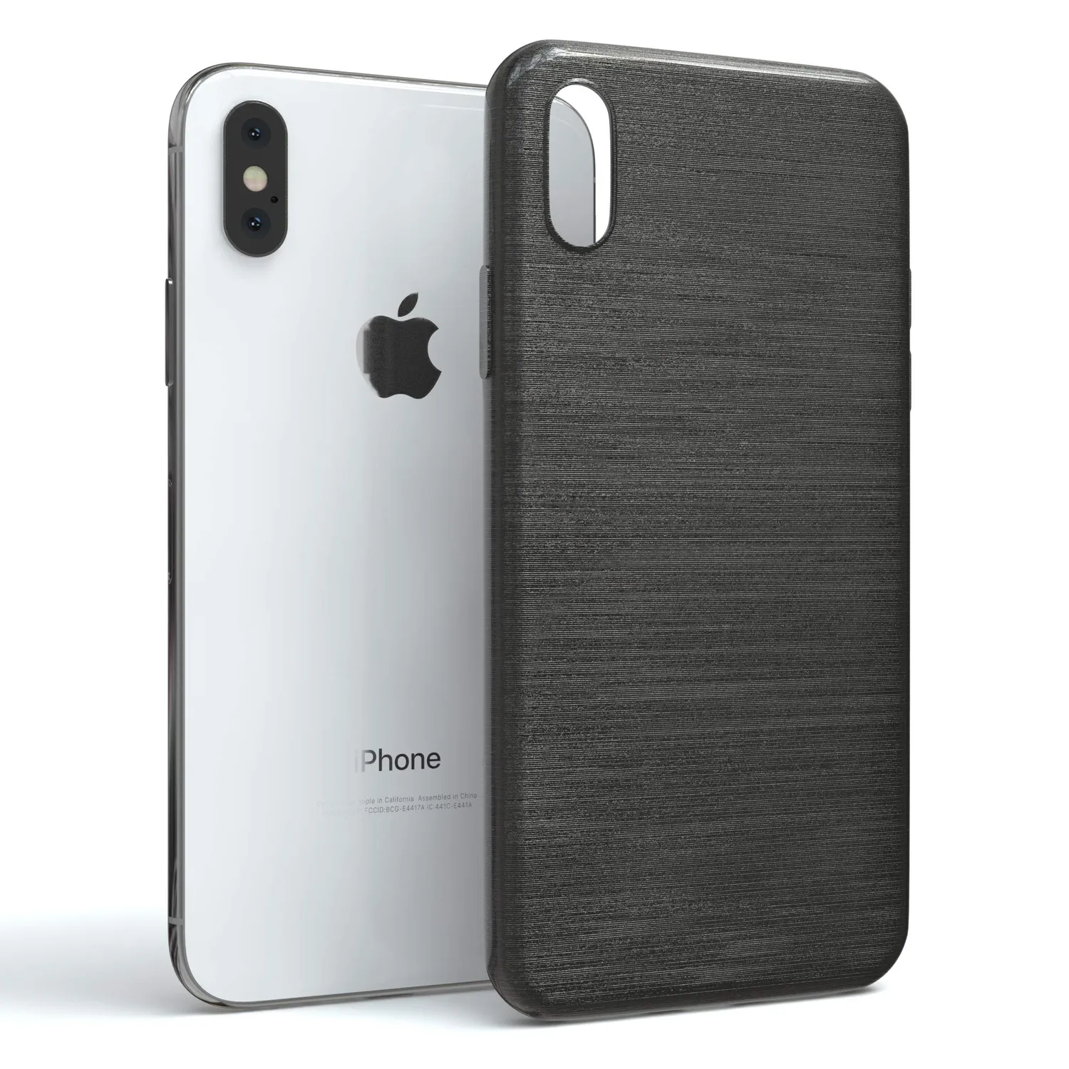 EAZY CASE iPhone X/XS TPU Hülle Brushed Anthrazit Edelstahl-Optik