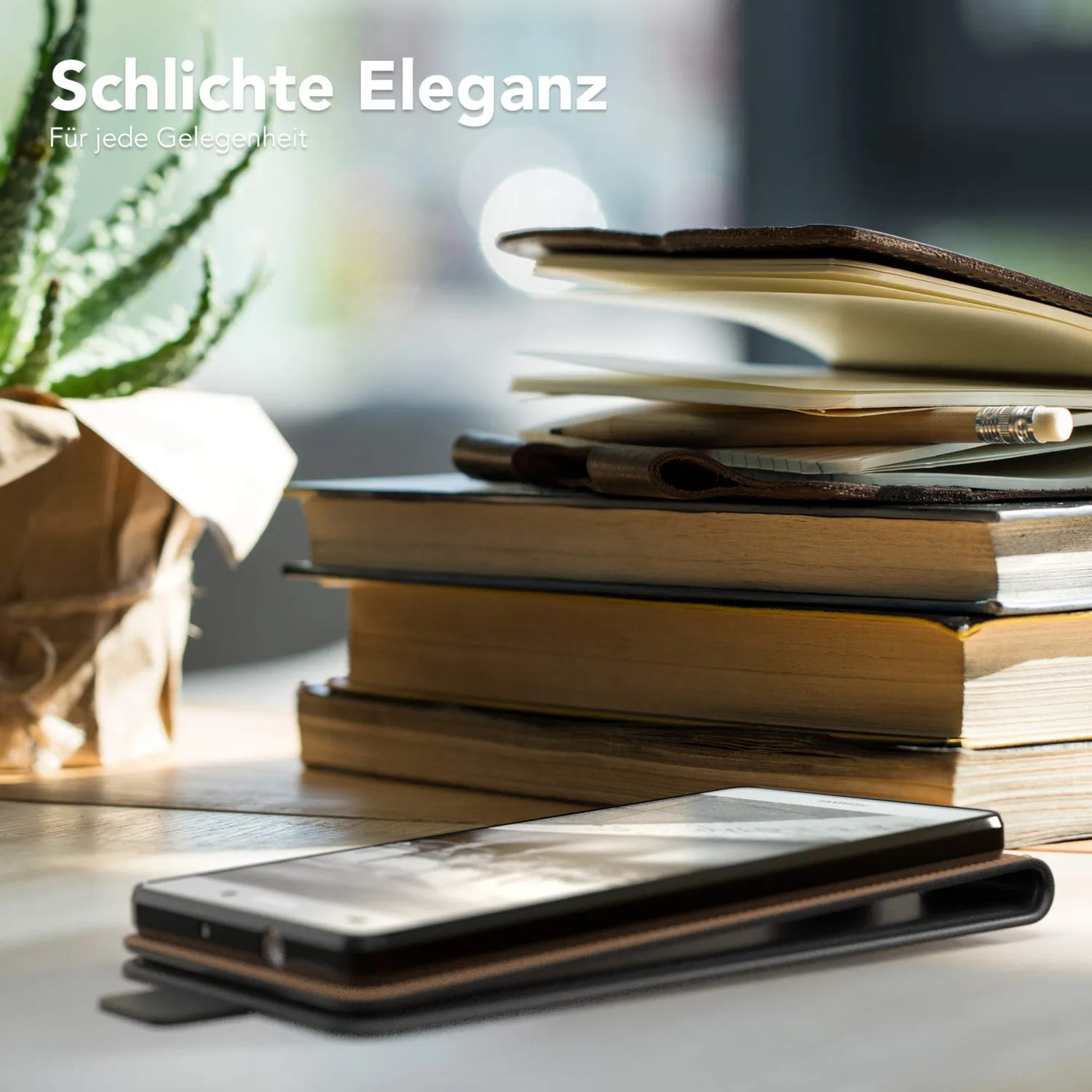 EAZY CASE Huawei P8 Lite 2015 Klapphülle Schwarz