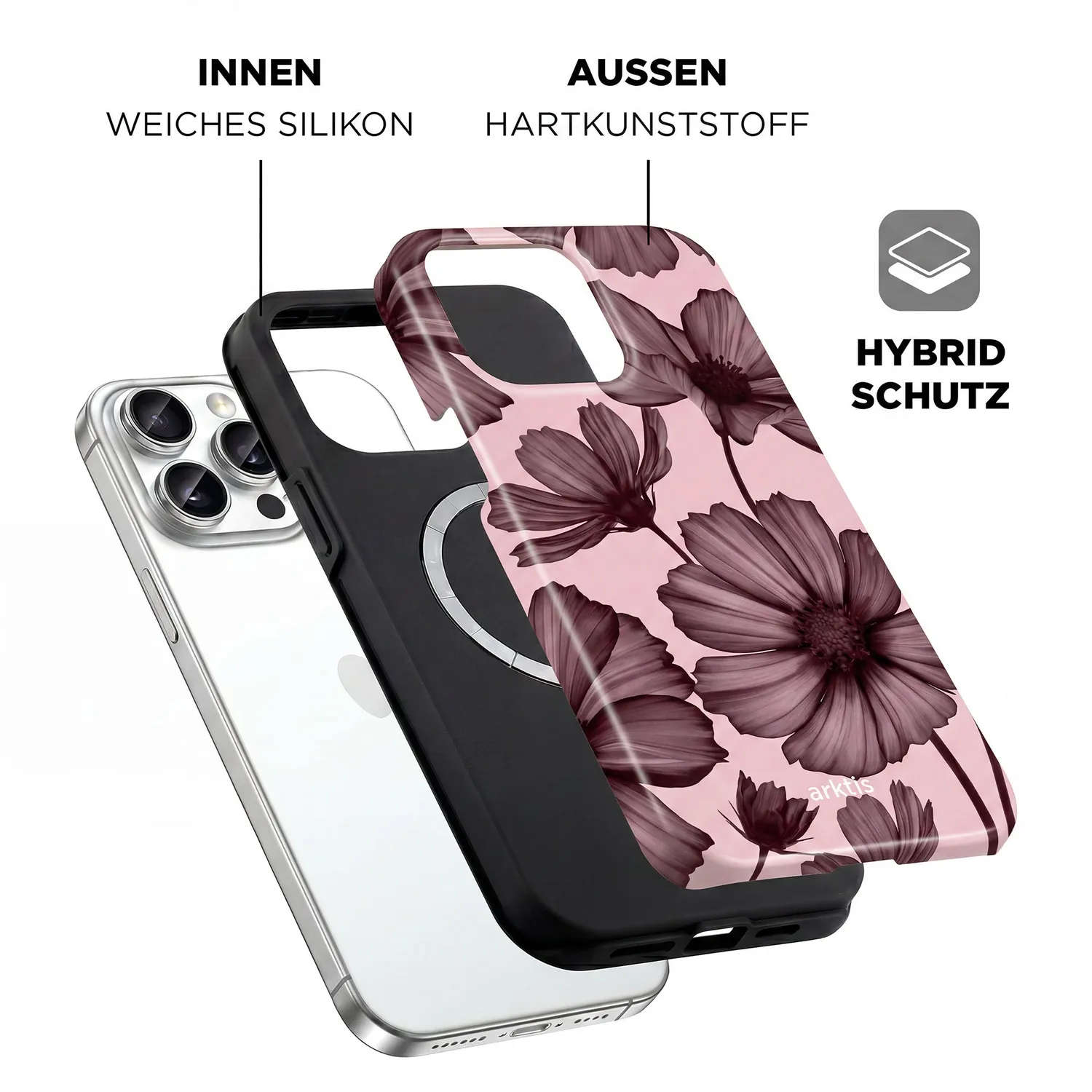 arktis Bloom iPhone 14 Pro Hülle MagSafe Print