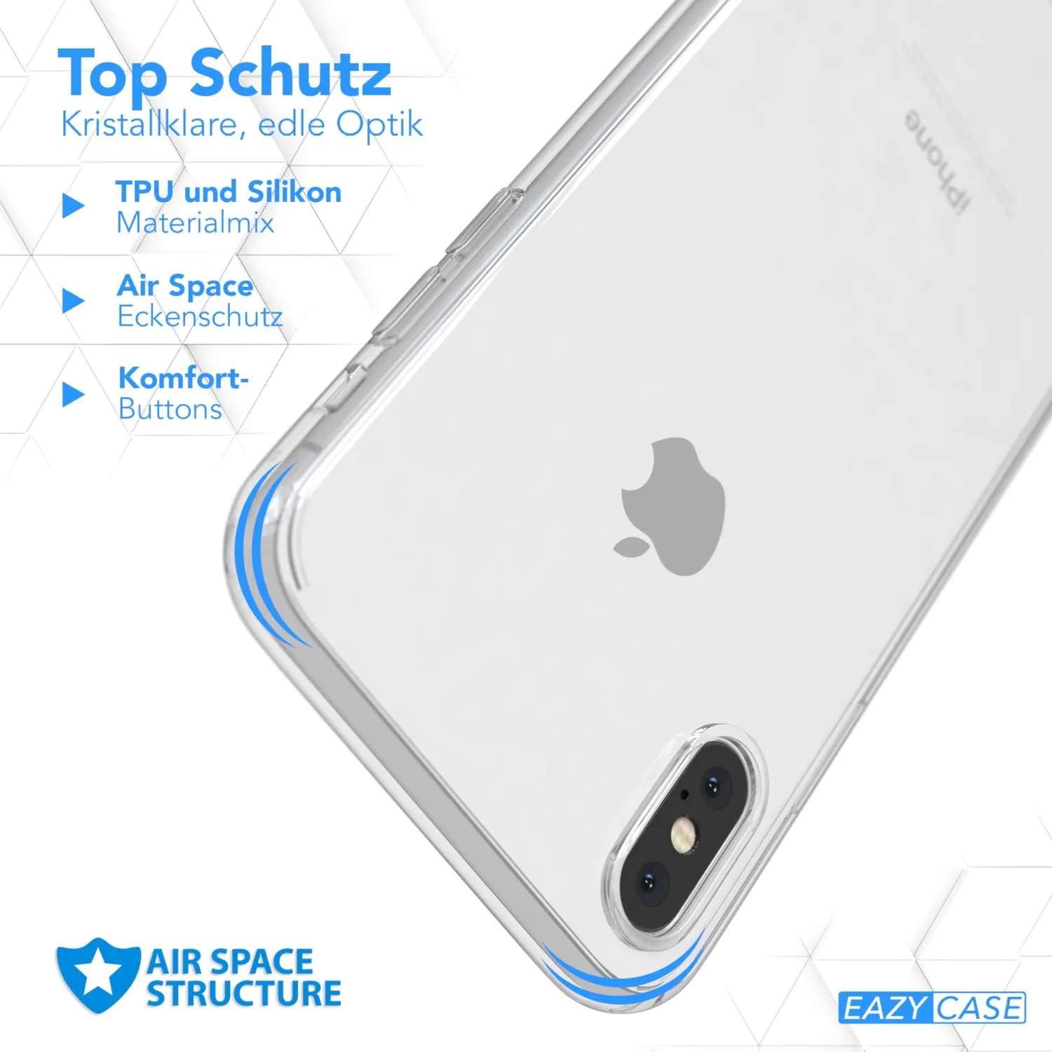 EAZY CASE iPhone XS Max Silikonhülle Transparent Crystal