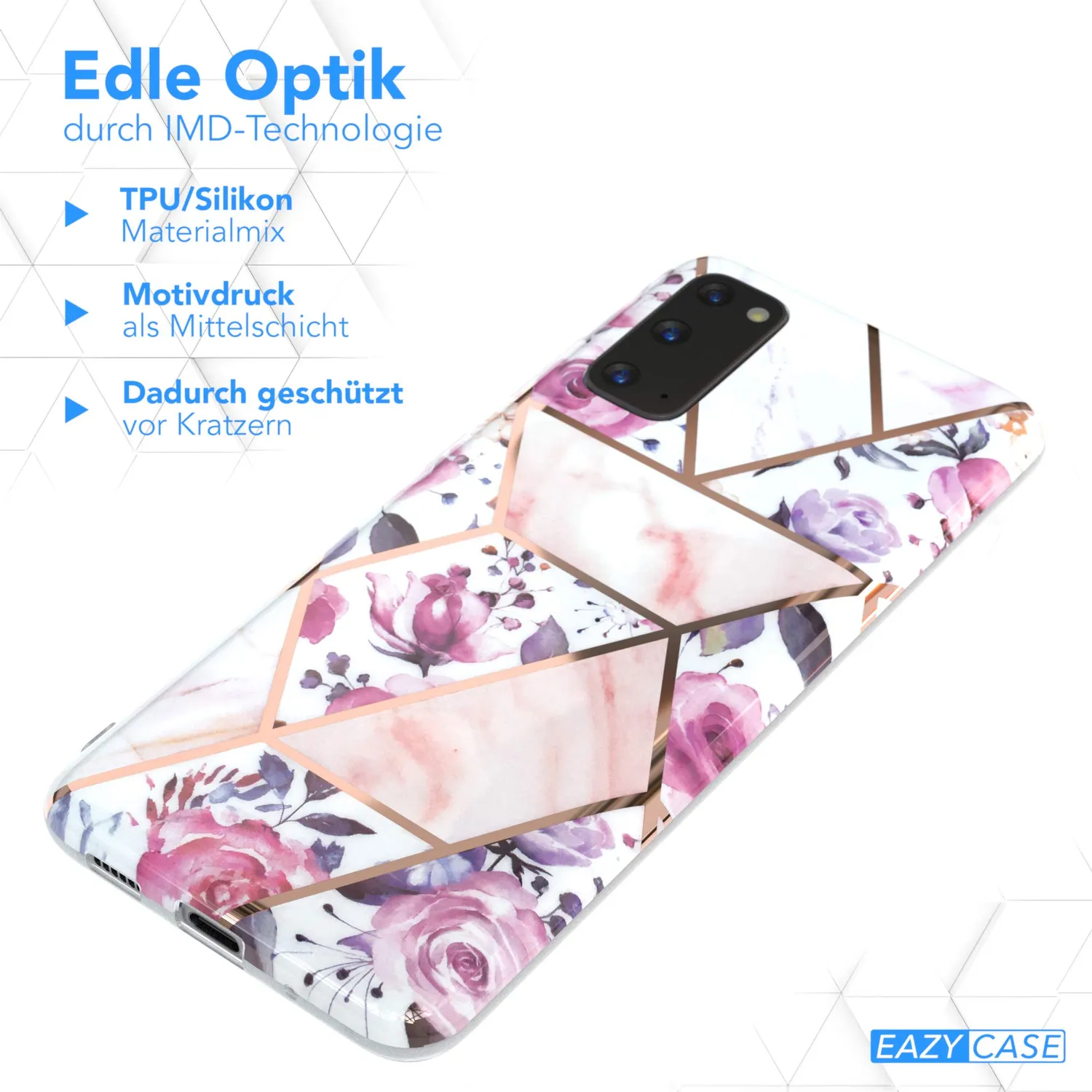 EAZY CASE Galaxy S20 Handyhülle Blumen Rosé-Gold Rosenmotiv