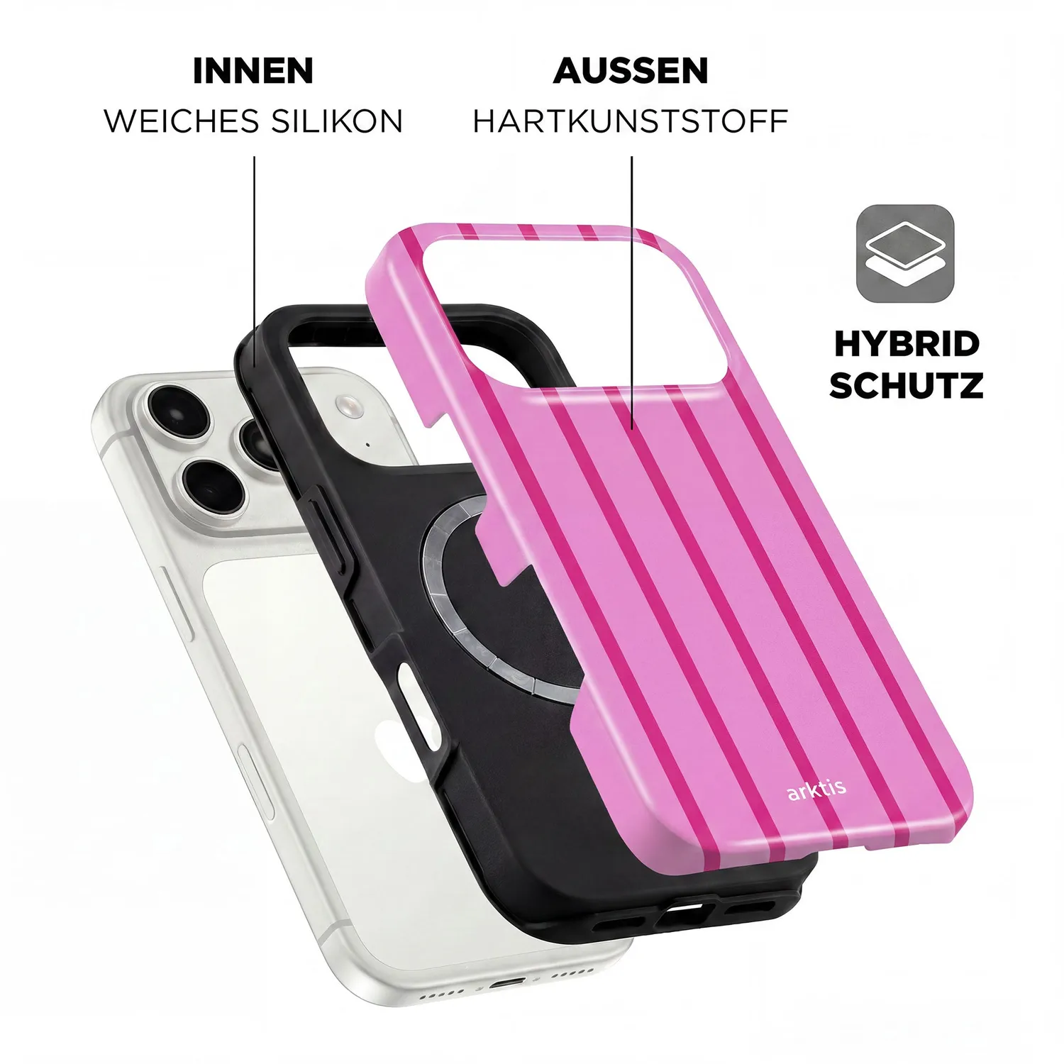 arktis iPhone 18 Pro Hülle Lady Stripes MagSafe