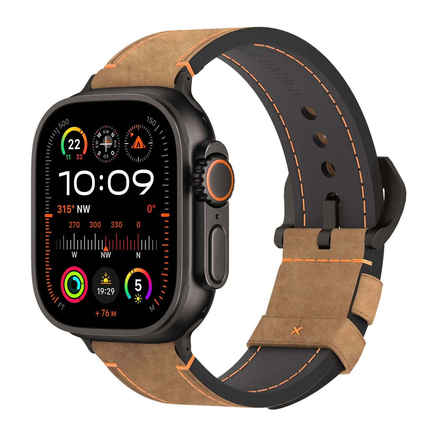 arktis Palermo Grande Apple Watch Ultra Armband Wüstenbraun Leder