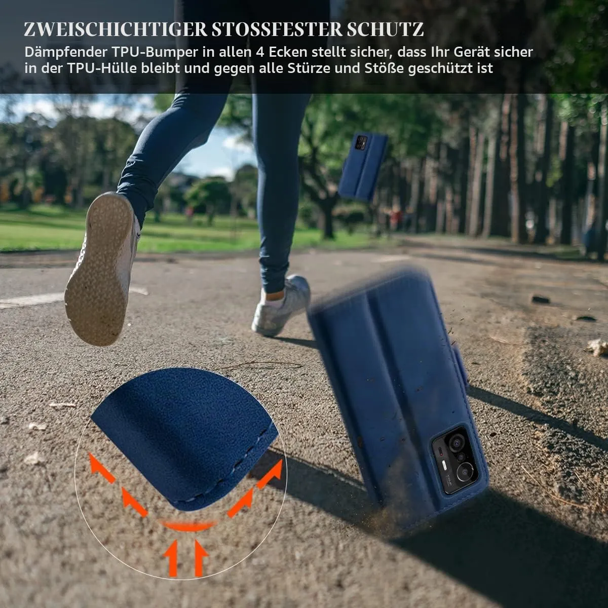 YATWIN Xiaomi 11T 11T Pro Klapphülle Blau RFID Leder