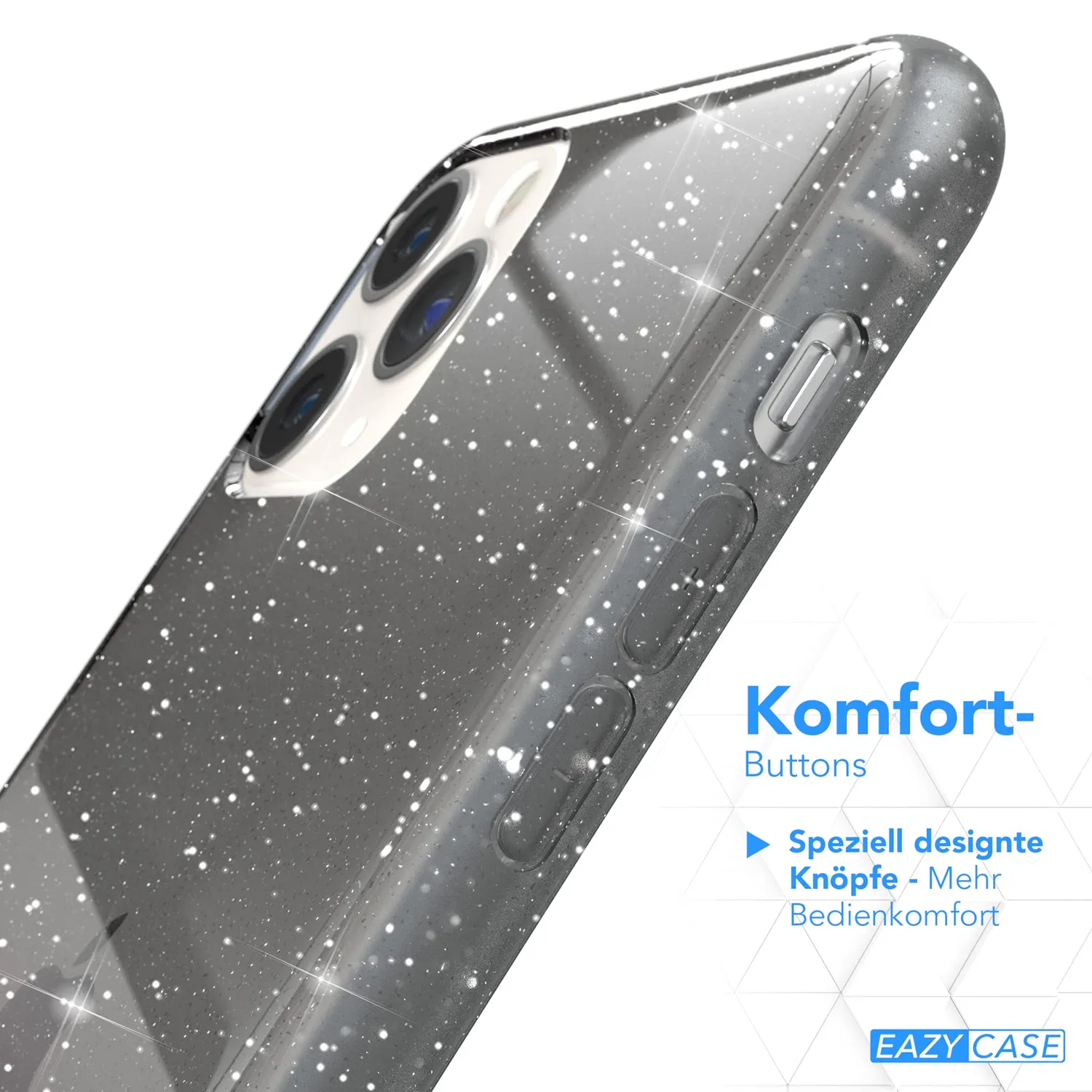 EAZY CASE iPhone 11 Pro Max Glitzerhülle Anthrazit transparent