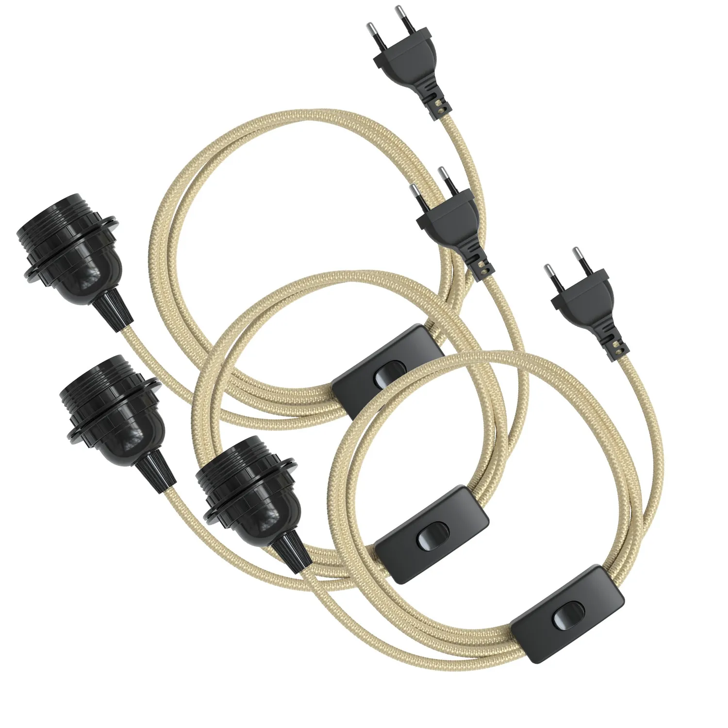 EAZY CASE Lampenfassung E27 Jute Braun mit Schalter Kabel