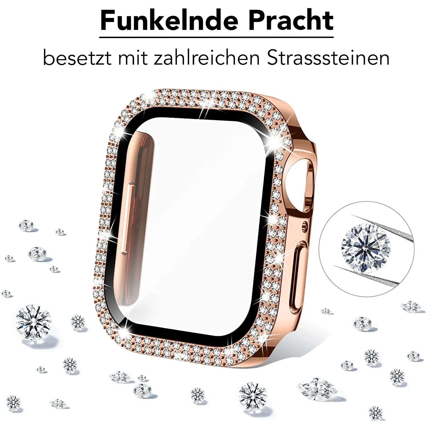 arktisband GLAMOUR Apple Watch Hülle Strass Gold 45mm