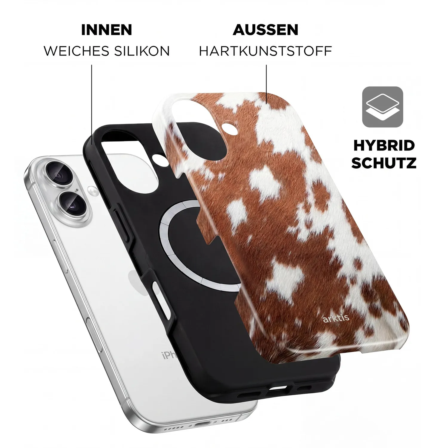 arktis iPhone 16 Hülle Cow Case mit MagSafe-Print