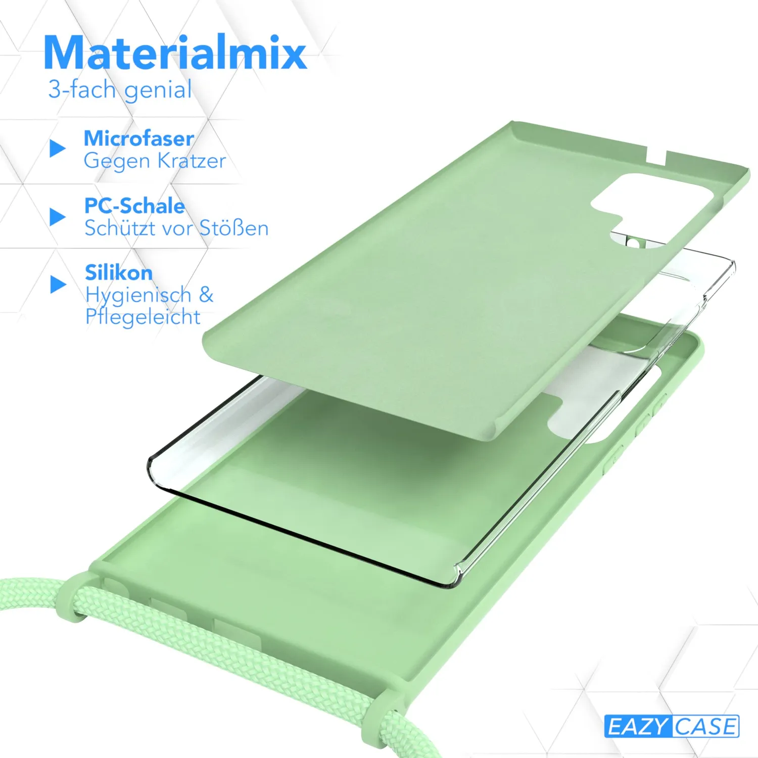 EAZY CASE Galaxy S22 Ultra Handykette Grün mit Band