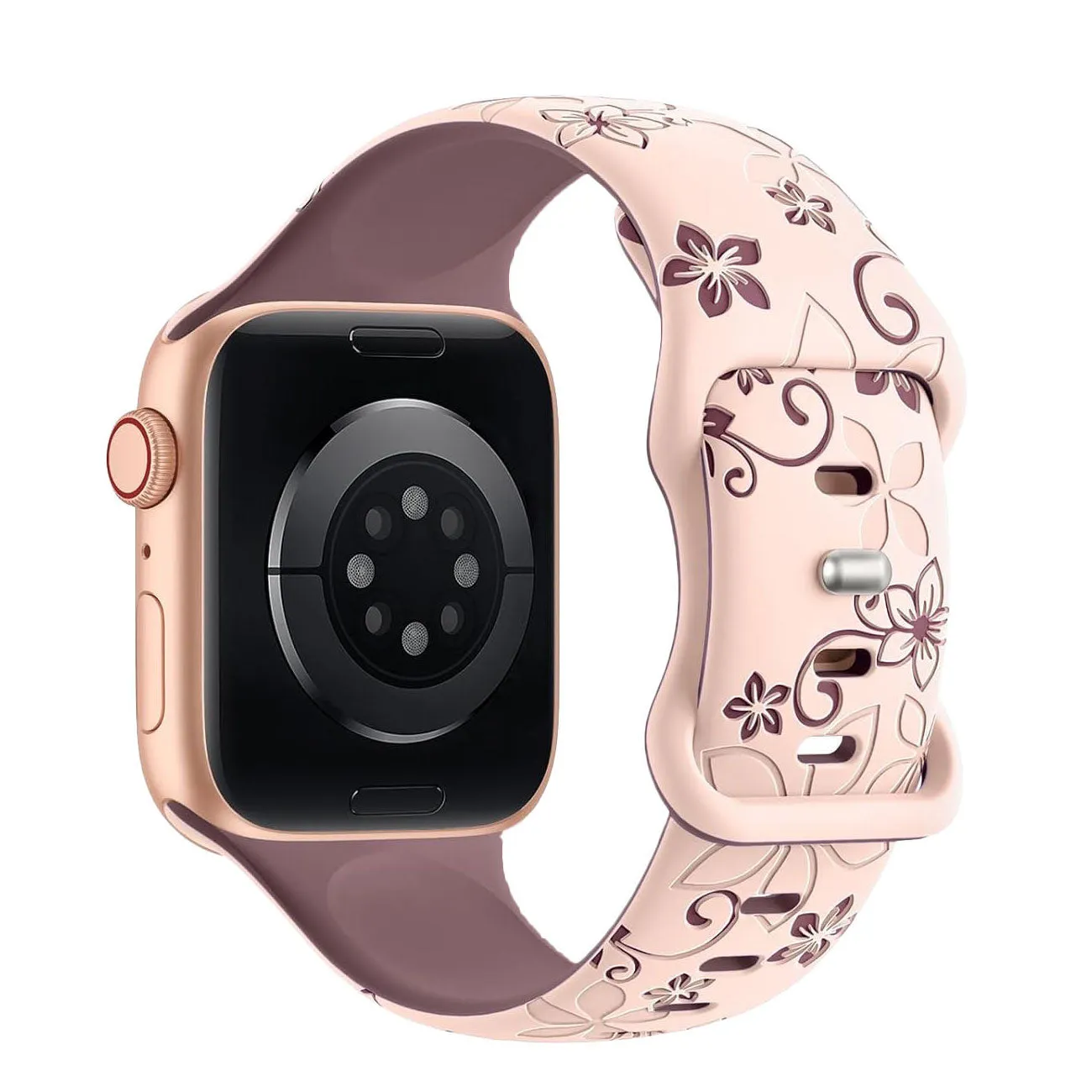 arktisband Bloom Apple Watch Silikonarmband Schwarz-Rosa 38-42mm