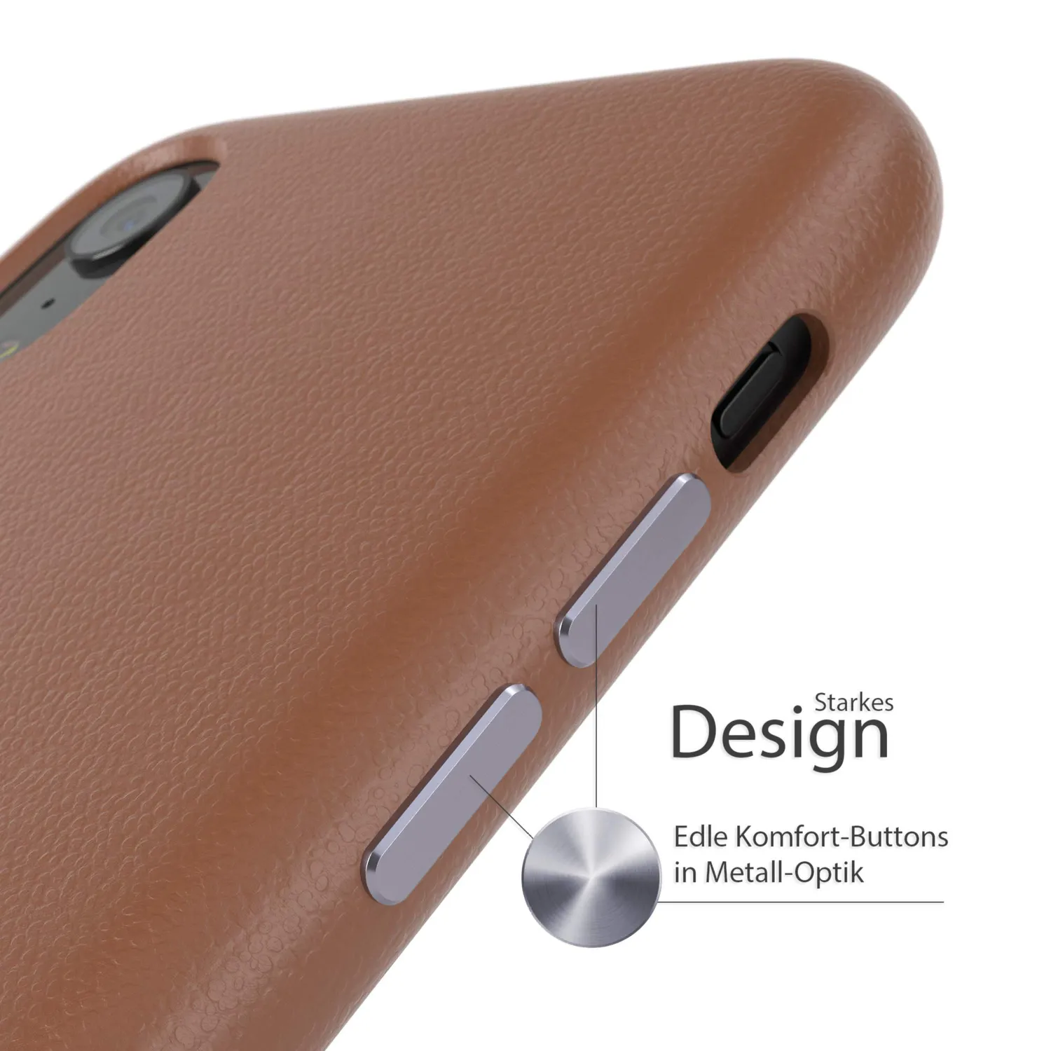 EAZY CASE iPhone XR Kunstlederhülle Braun Kameraschutz