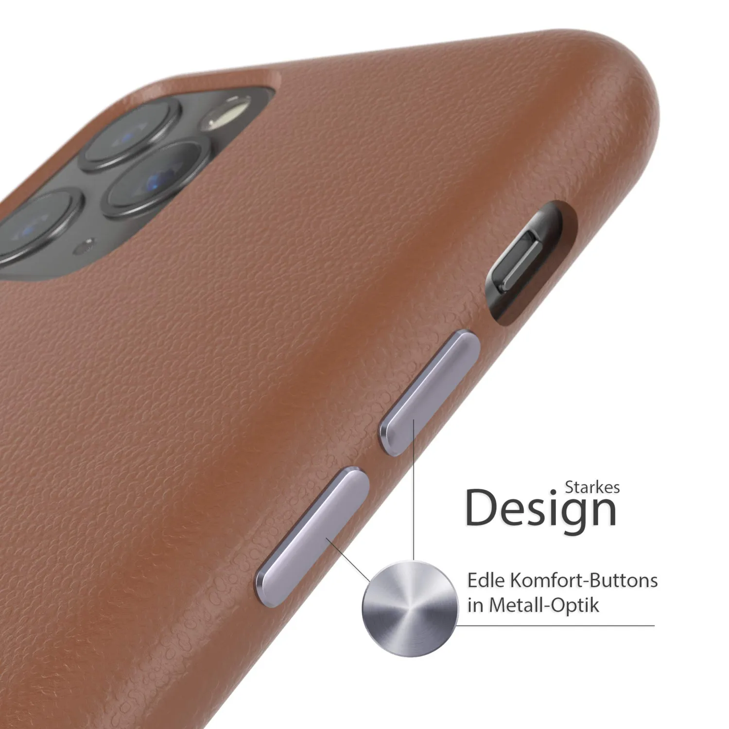 EAZY CASE iPhone 11 Pro Kunstlederhülle Braun Kameraschutz