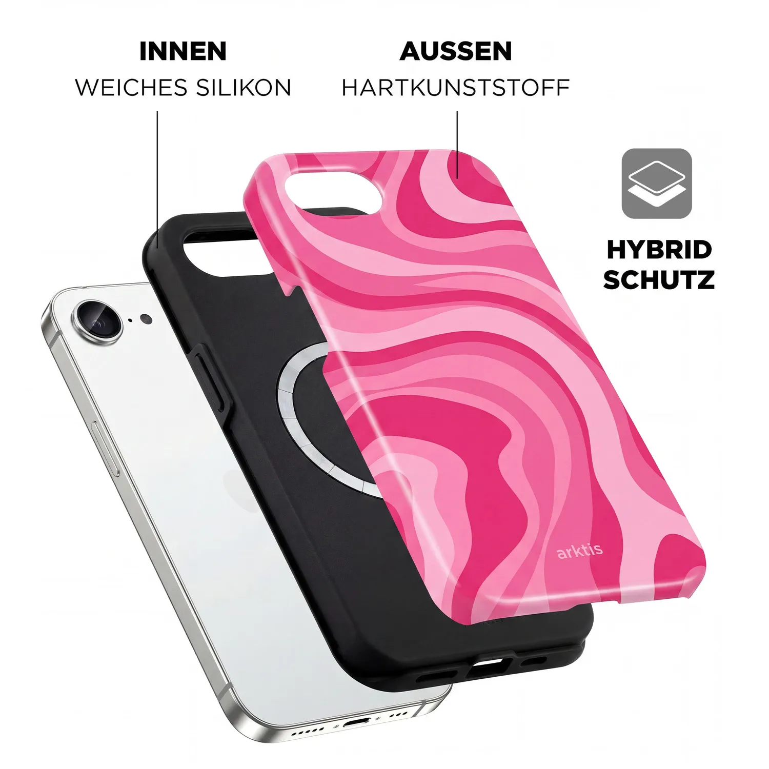arktis Aura Pink iPhone 17e Hülle mit MagSafe
