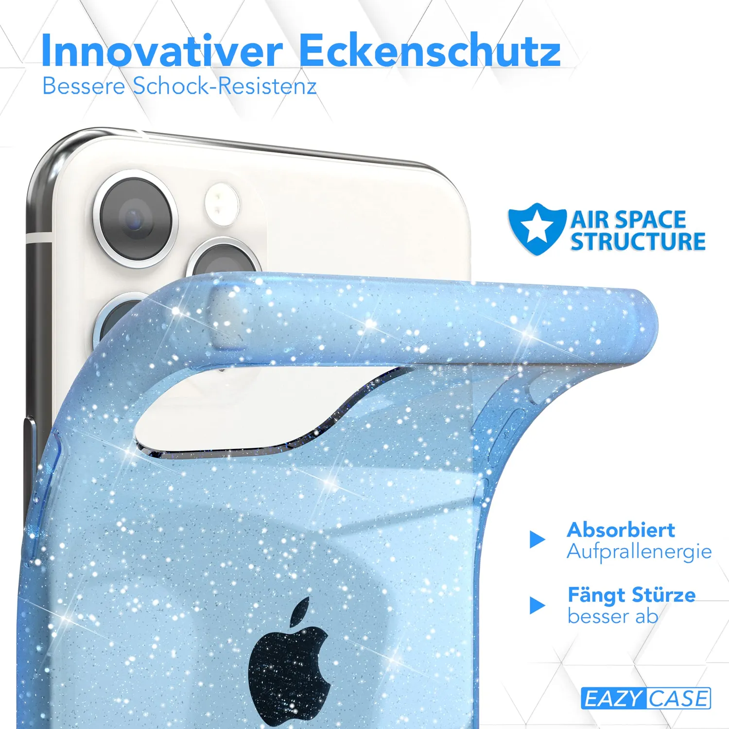 EAZY CASE iPhone 11 Pro Glitzerhülle Transparent Blau