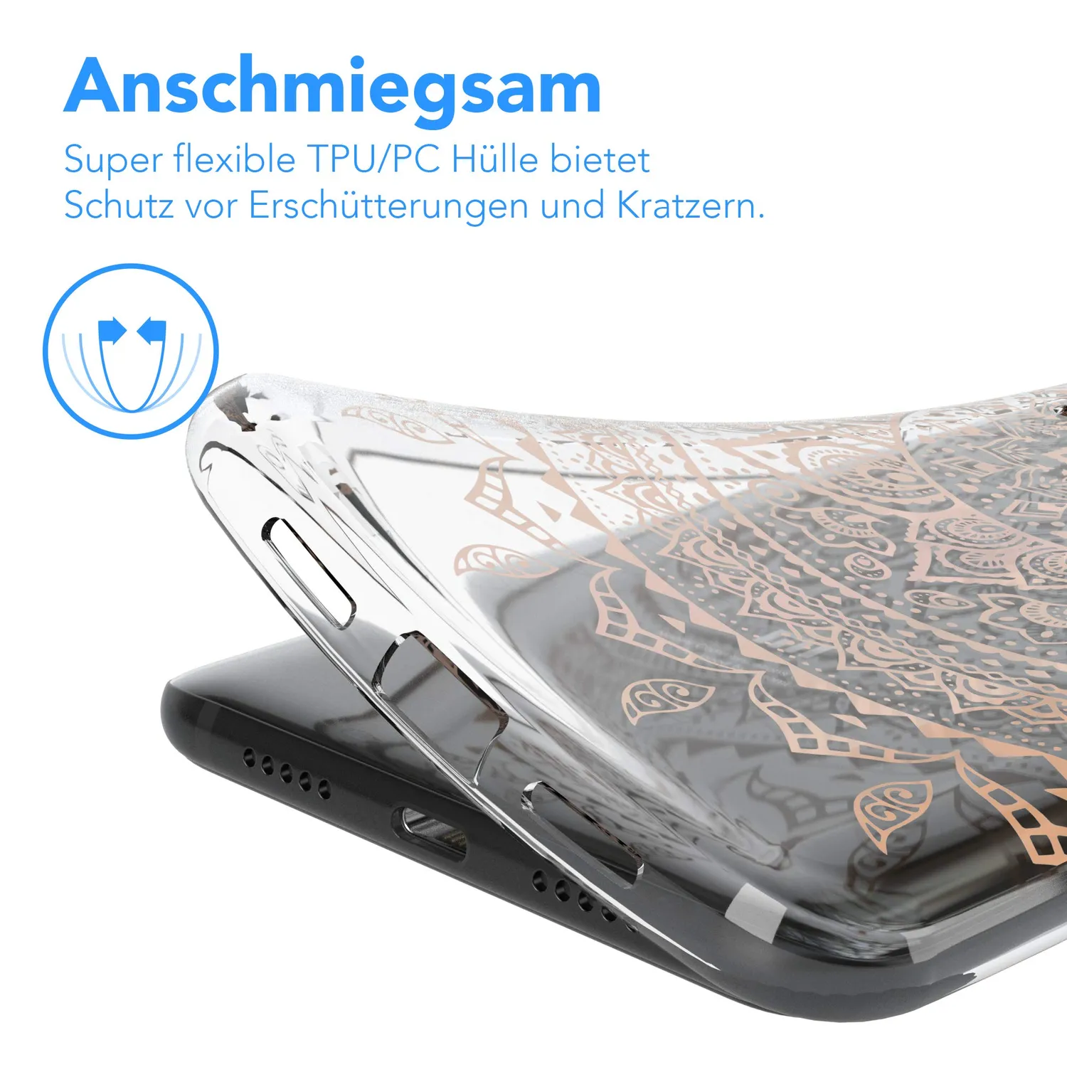 EAZY CASE Xiaomi Mi 9 Handyhülle Mandala Henna Rosé-Gold
