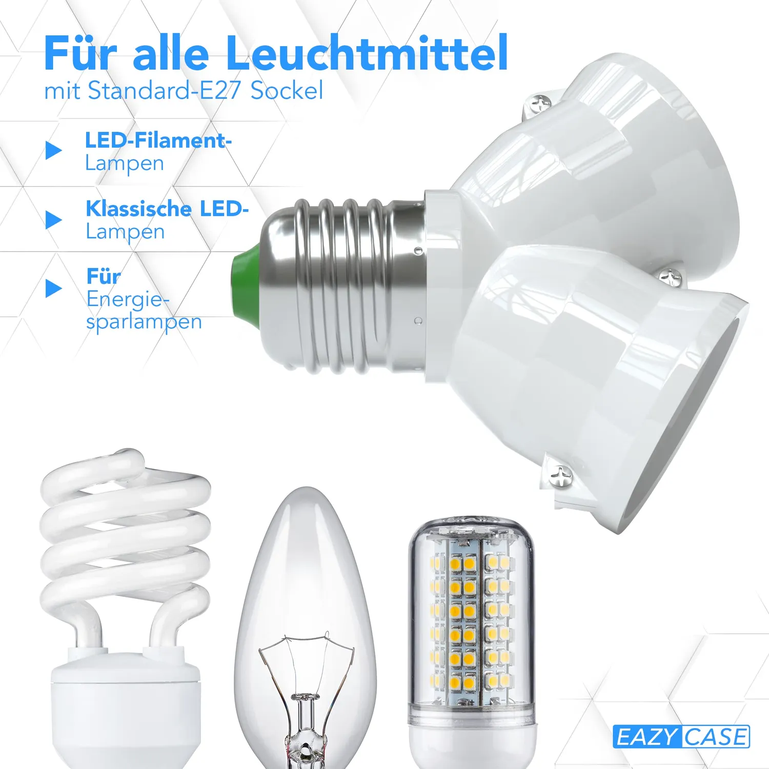 EAZY CASE E27 Y-Splitter Lampenadapter 4er Weiß